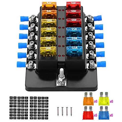 Blade Fuse Block Box Holder 12 Way with LED Indicator for Blown Fuse Suitable for Automotive Marine Boats Weiruixin - Image 5