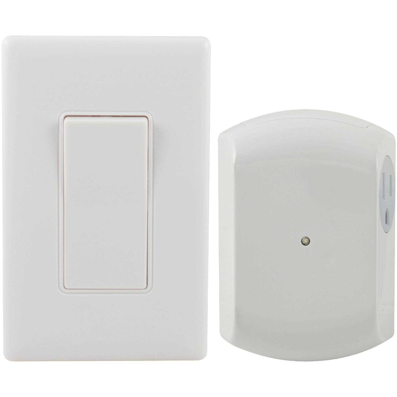 GE Wireless Light Control with Wall Switch 1-Grounded Outlet