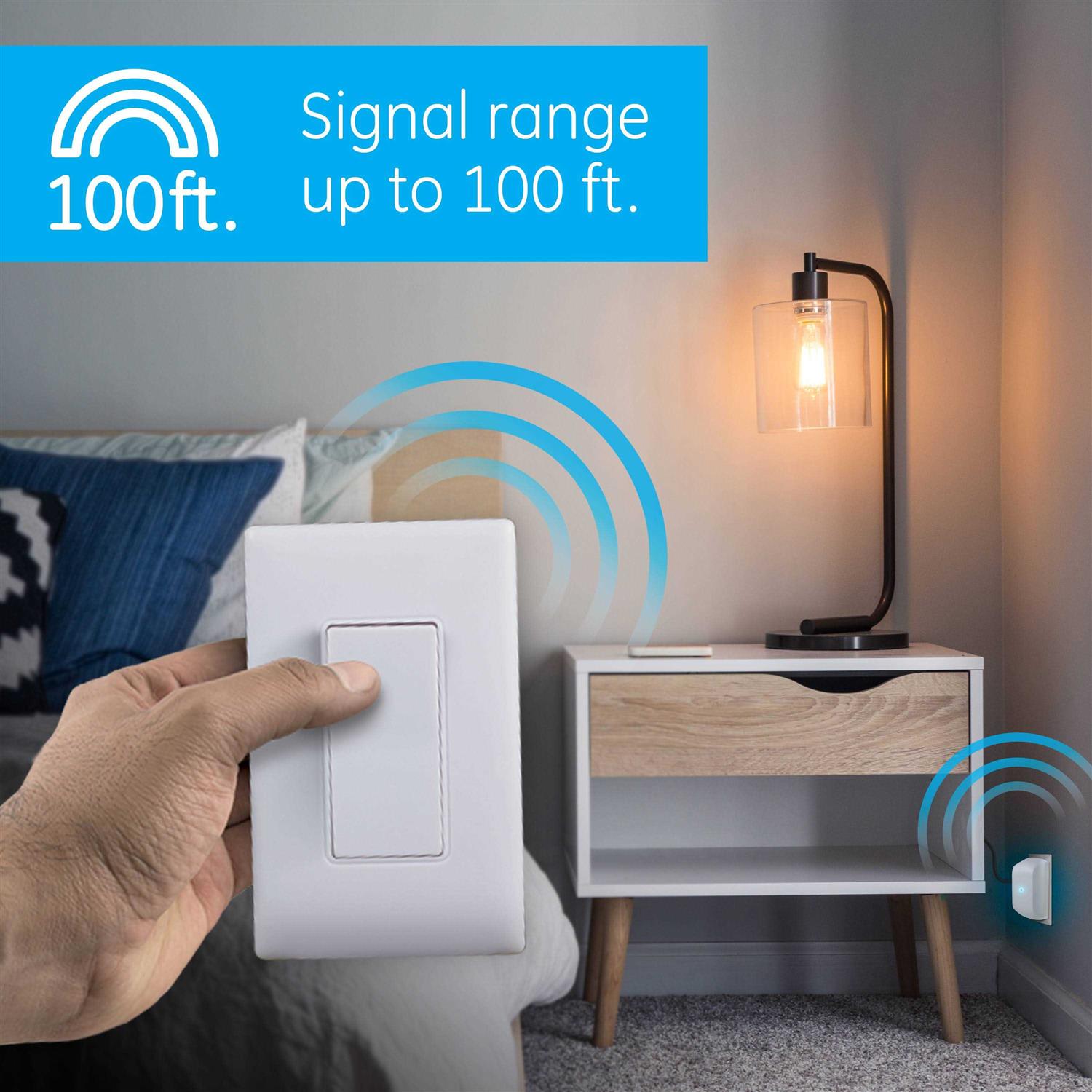 GE Wireless Light Control with Wall Switch 1-Grounded Outlet - Image 3