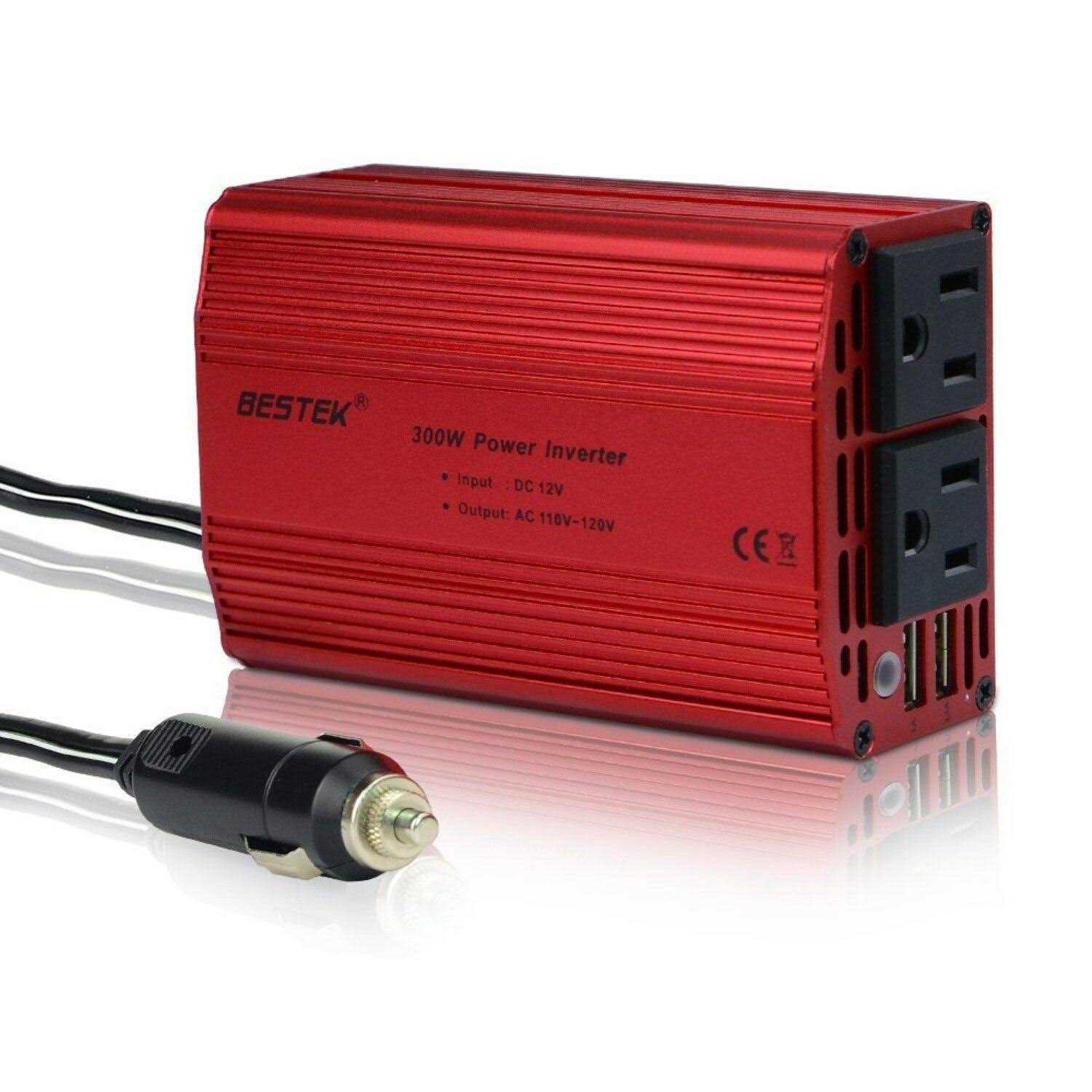 Bestek 300w Power Inverter DC 12V to 110v AC Car Inverter with 4.2a Dual USB Car Adapter - Image 4