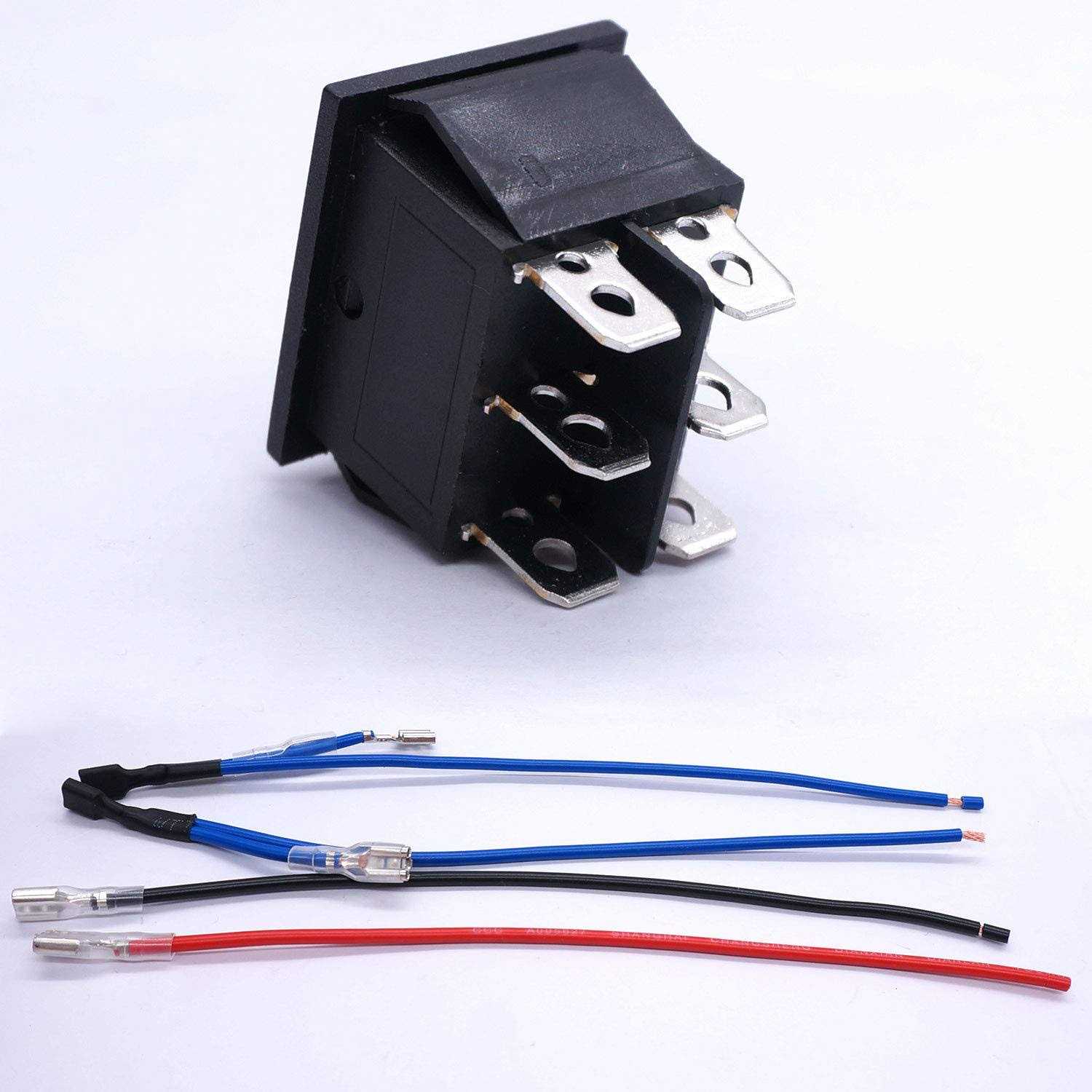 weideer 12V Polarity Reverse Switch Momentary 6 Pin-Off RV Jack Switch Motor Control Rocker Toggle Switch with Jumper Wires - Image 3
