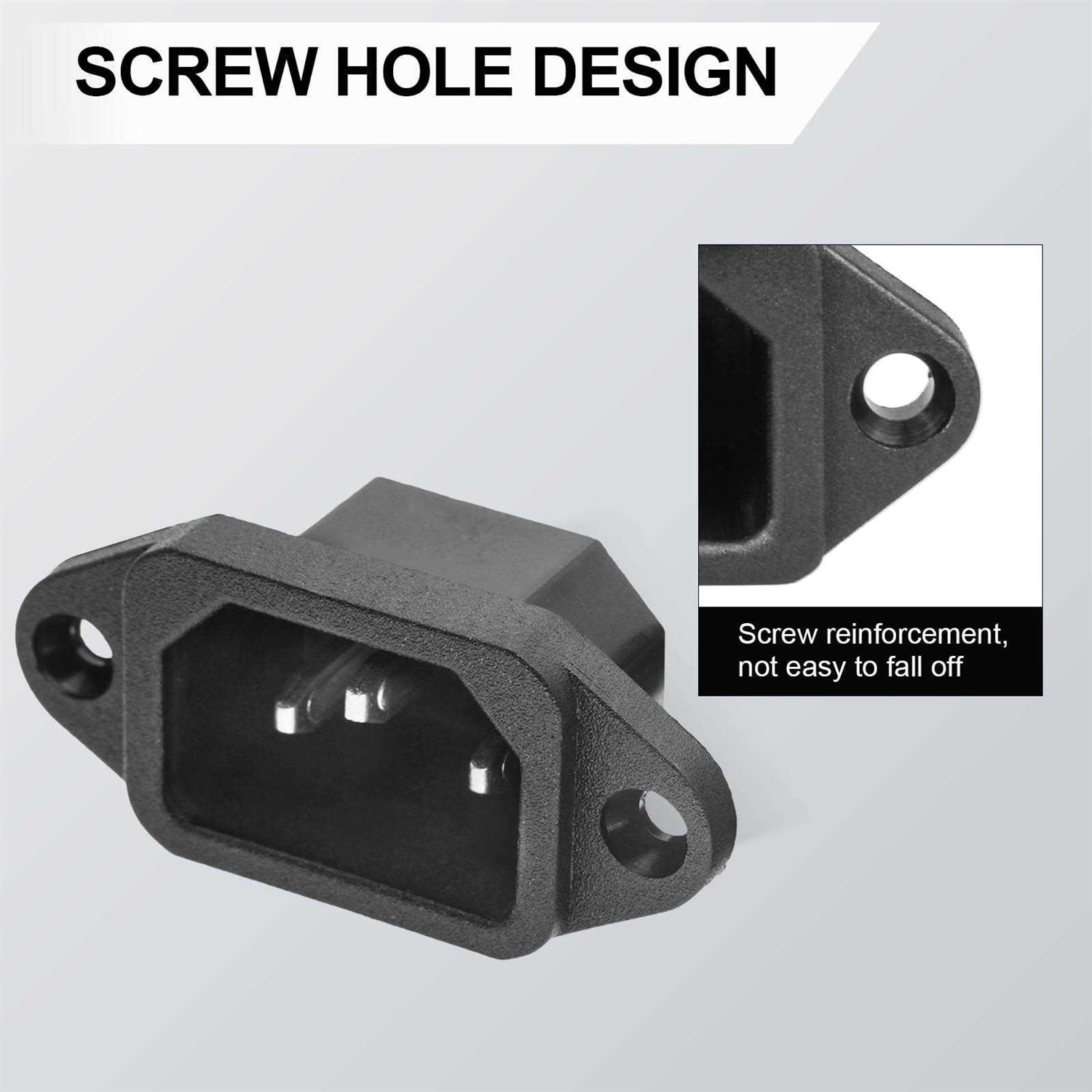 3 Pack Screw Mount 3 Pins Inlet Power Plug Socket Iec320 C14 AC 250v 10A by Qteatak - Image 5