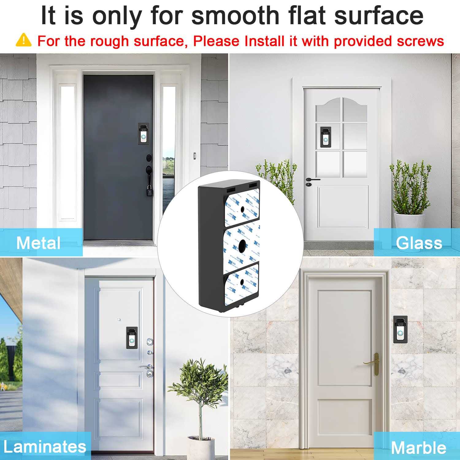 BFYTN Adhesive Mount Compatible with for Video Doorbell No-Drill Mounting Bracket Cover Holder Not Block Doorbell Sensor - Image 3