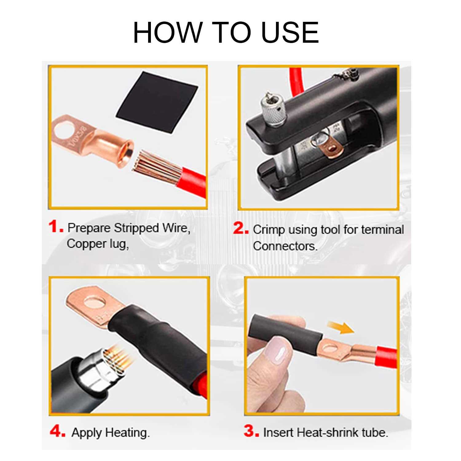 Tkdmr 160pcs Copper Wire Lugs Awg2 4 6 8 10 12 With Heat Shrink Set - Image 5