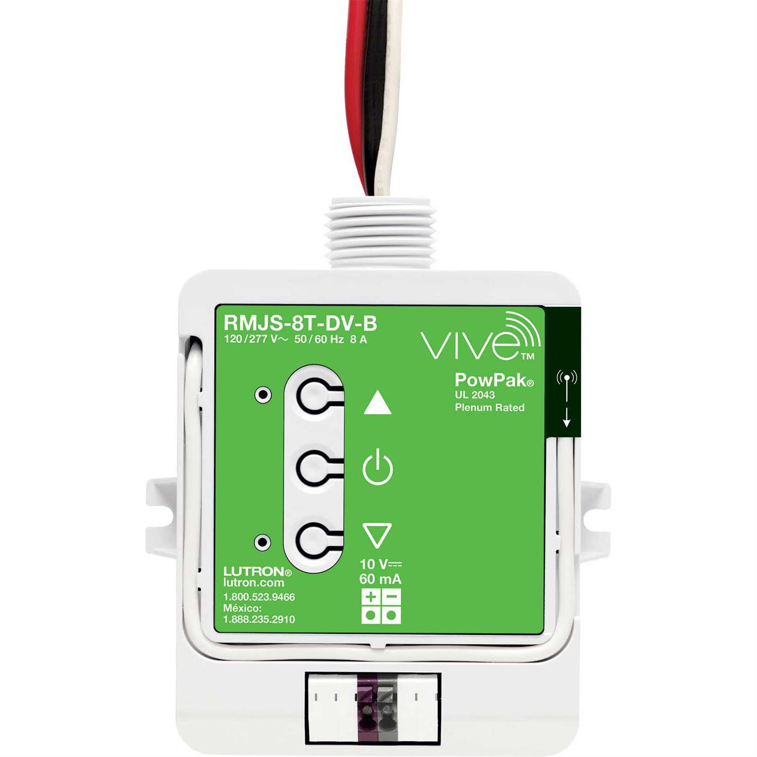 Lutron RMJS-8T-DV-B Vive powpak Dimming Module has voltage rating of 120/277 volt ac at 50/60 hz electrical distribution product