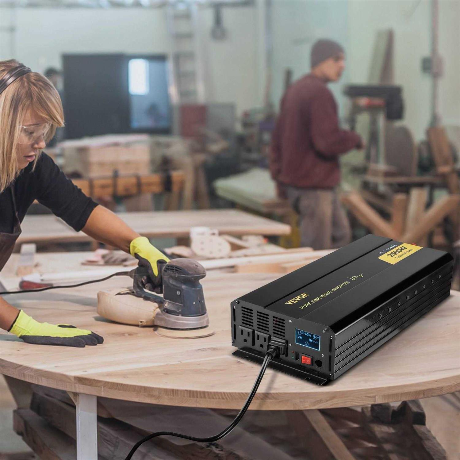 VEVOR Pure Sine Wave Inverter 2500 Watt Power Inverter DC 12V to AC 120V Car Inverter with USB Port LCD Display and Remote Controller Power - Image 4