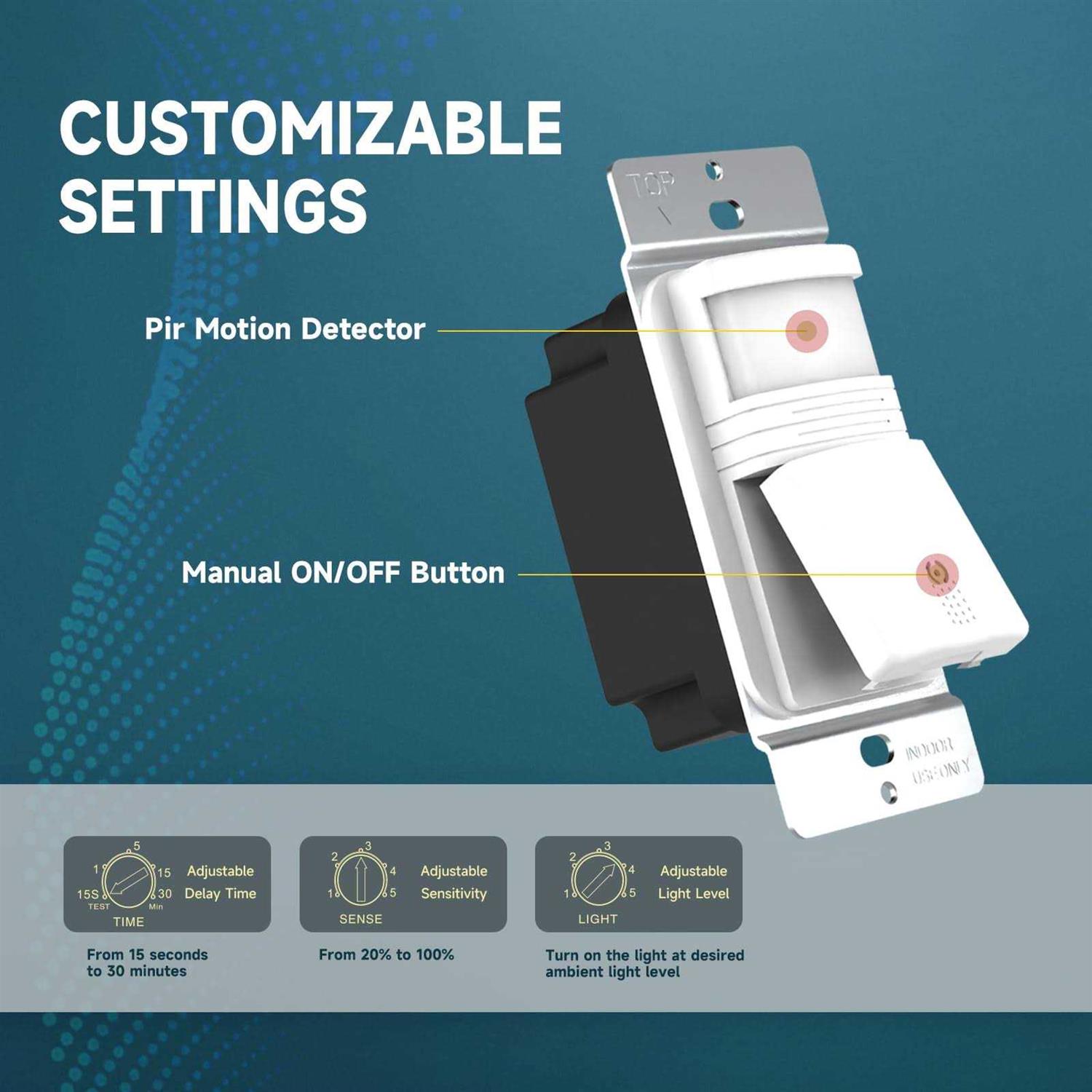 Ecoeler 3 Way Motion Sensor Light Switch - Image 2