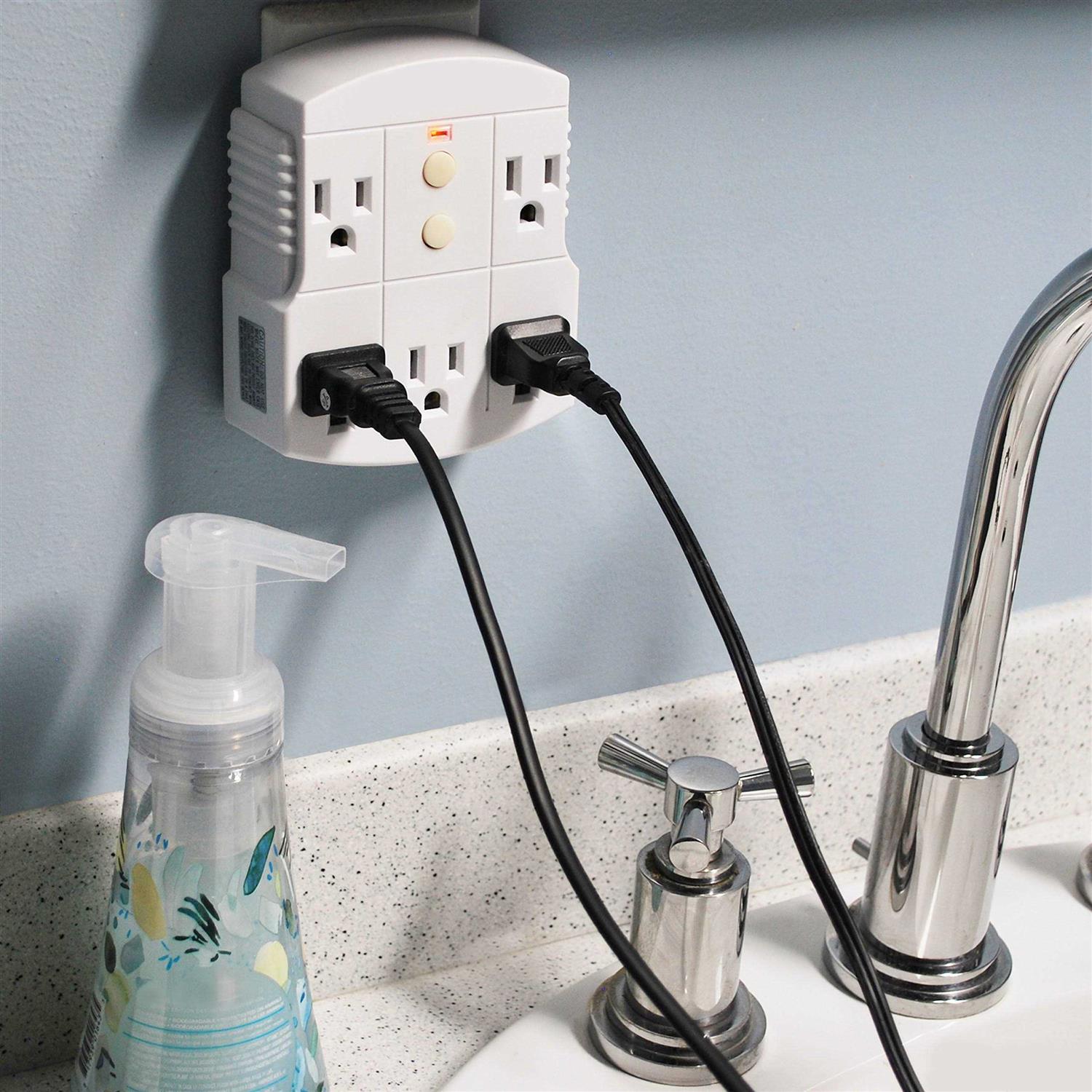 Tower Manufacturing 30440003 Auto-Reset 15 Amp Grounded 3-Prong GFCI 5-Outlet Adapter - Image 4