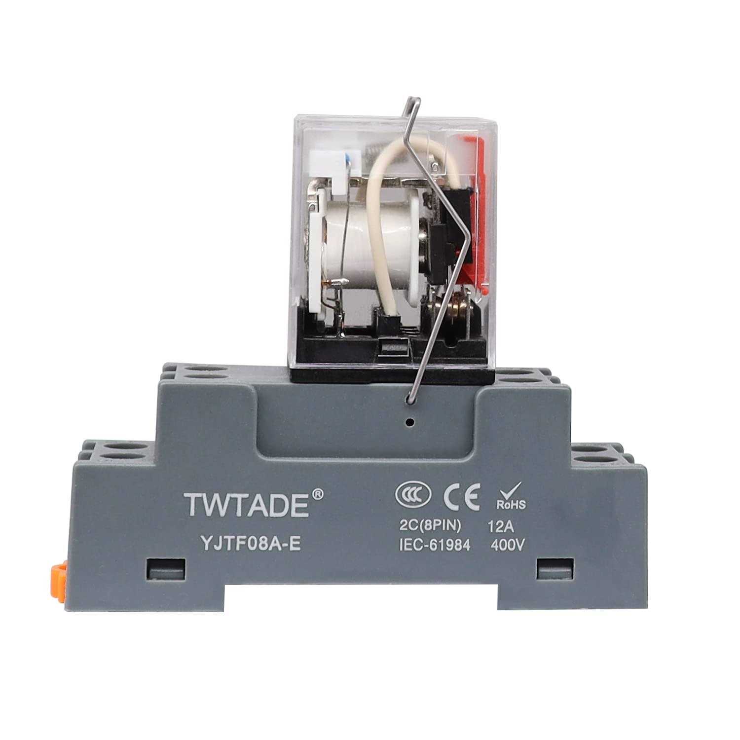 TWTADE 10A Coil Electromagnetic Power Relay 8 Pins 2DPT 2NO+2NC with Indicator Light and Socket Base -YJ2N-LY - Image 4