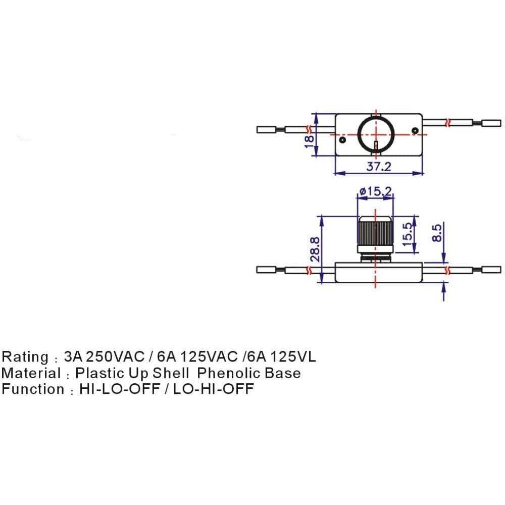 Hqrp Universal Dimmer Light Lamp Switch with Rotary Knob 125v 6a - Image 4
