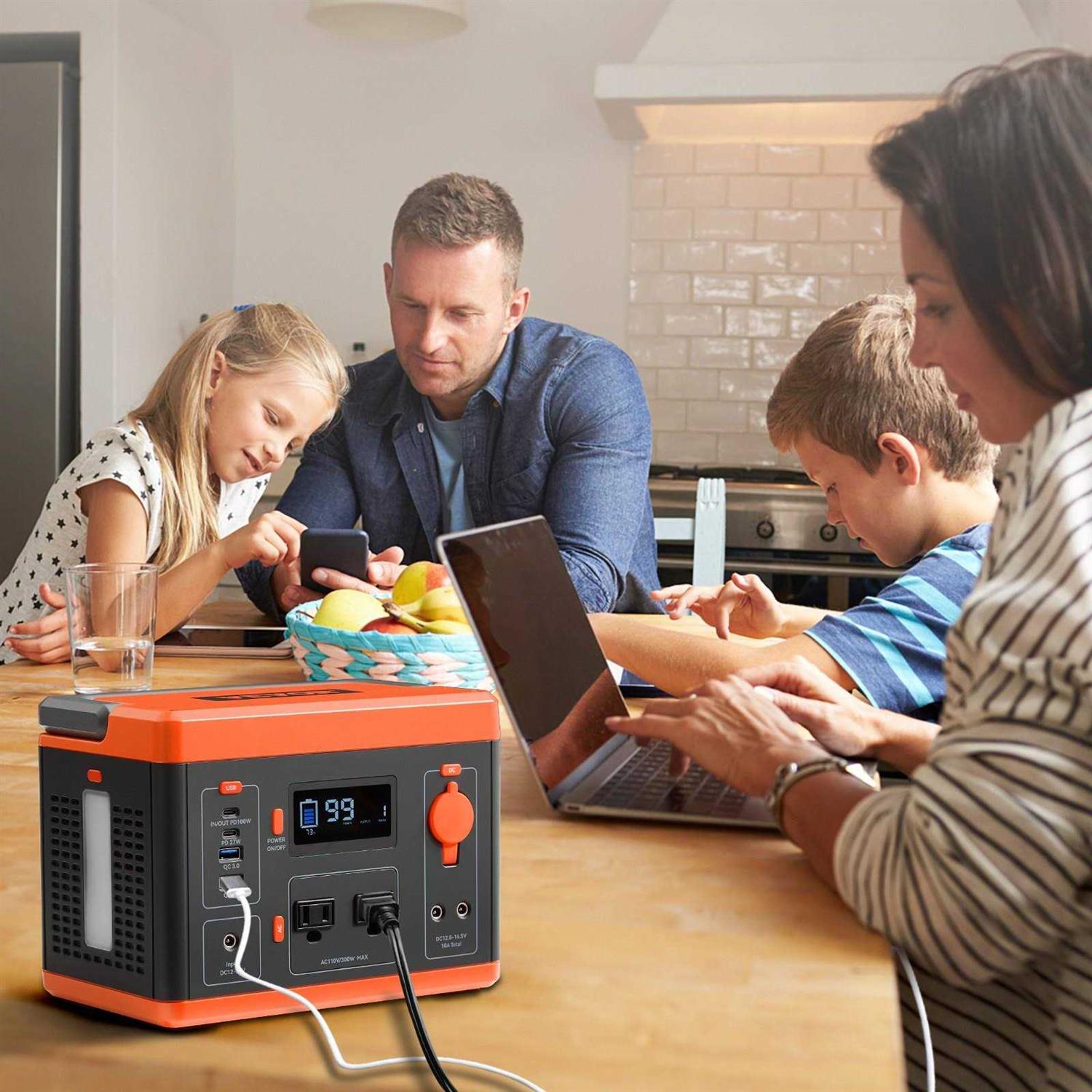 VEVOR Portable Power Station Solar Generator 296Wh 300w Backup Lithium Battery - Image 3