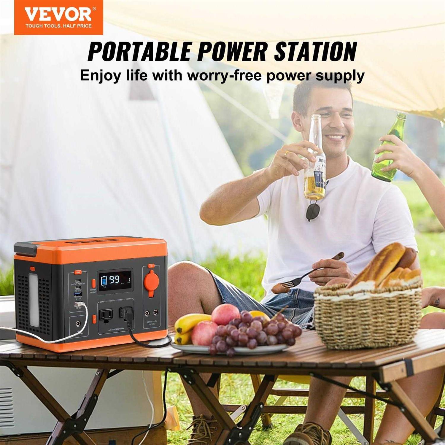 VEVOR Portable Power Station Solar Generator 296Wh 300w Backup Lithium Battery - Image 4
