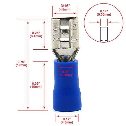 Baomain Blue Female Insulated Spade Wire Connector 3/16'' Electrical Crimp Terminal 16-14 AWG 4.8 x 0.5mm FDD2-187 Pack of 100 - Image 4