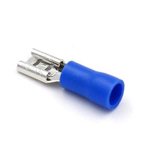 Baomain Blue Female Insulated Spade Wire Connector 3/16'' Electrical Crimp Terminal 16-14 AWG 4.8 x 0.5mm FDD2-187 Pack of 100 - Image 5