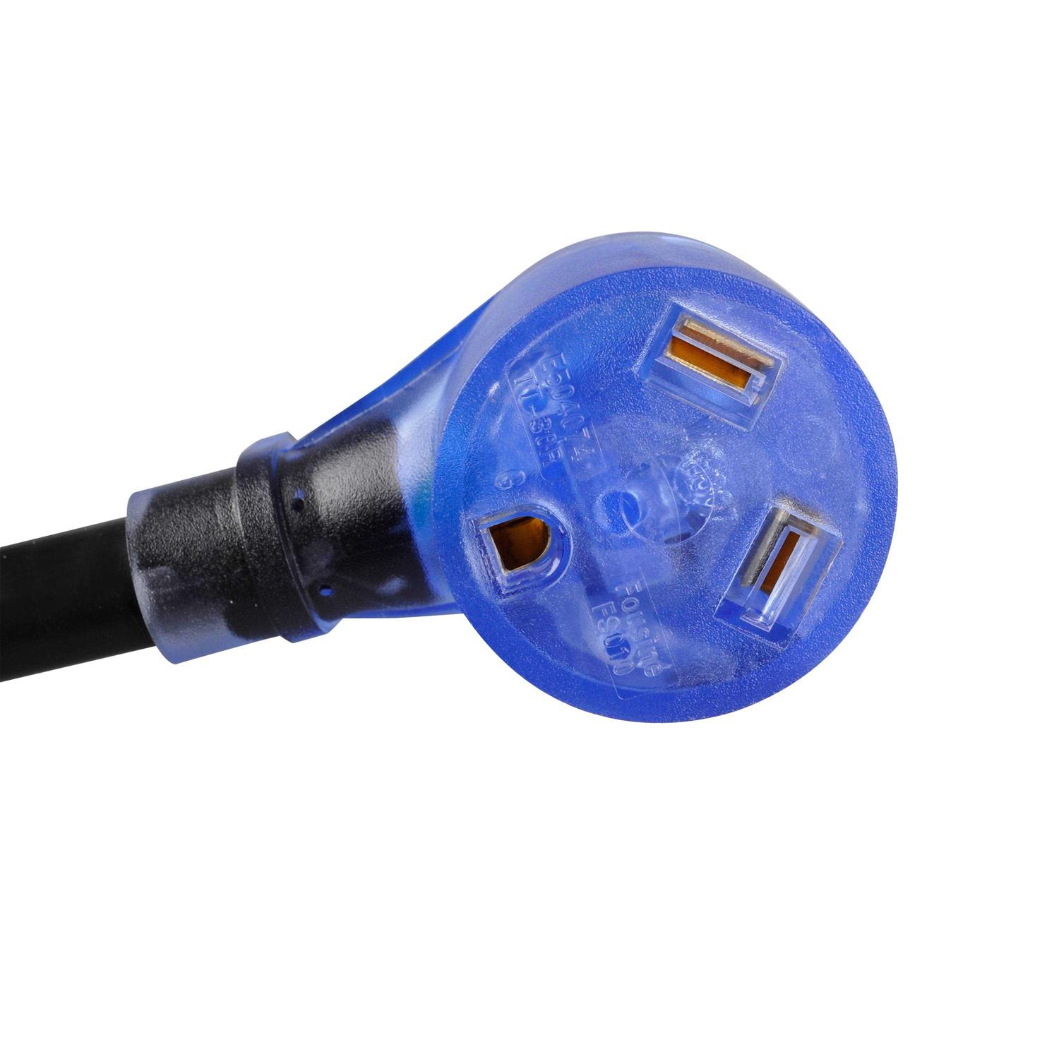 Autodrive 10/3 STW 50 to 30-Amp Universal RV Adapter Extension Cord with Lighted End - Image 4