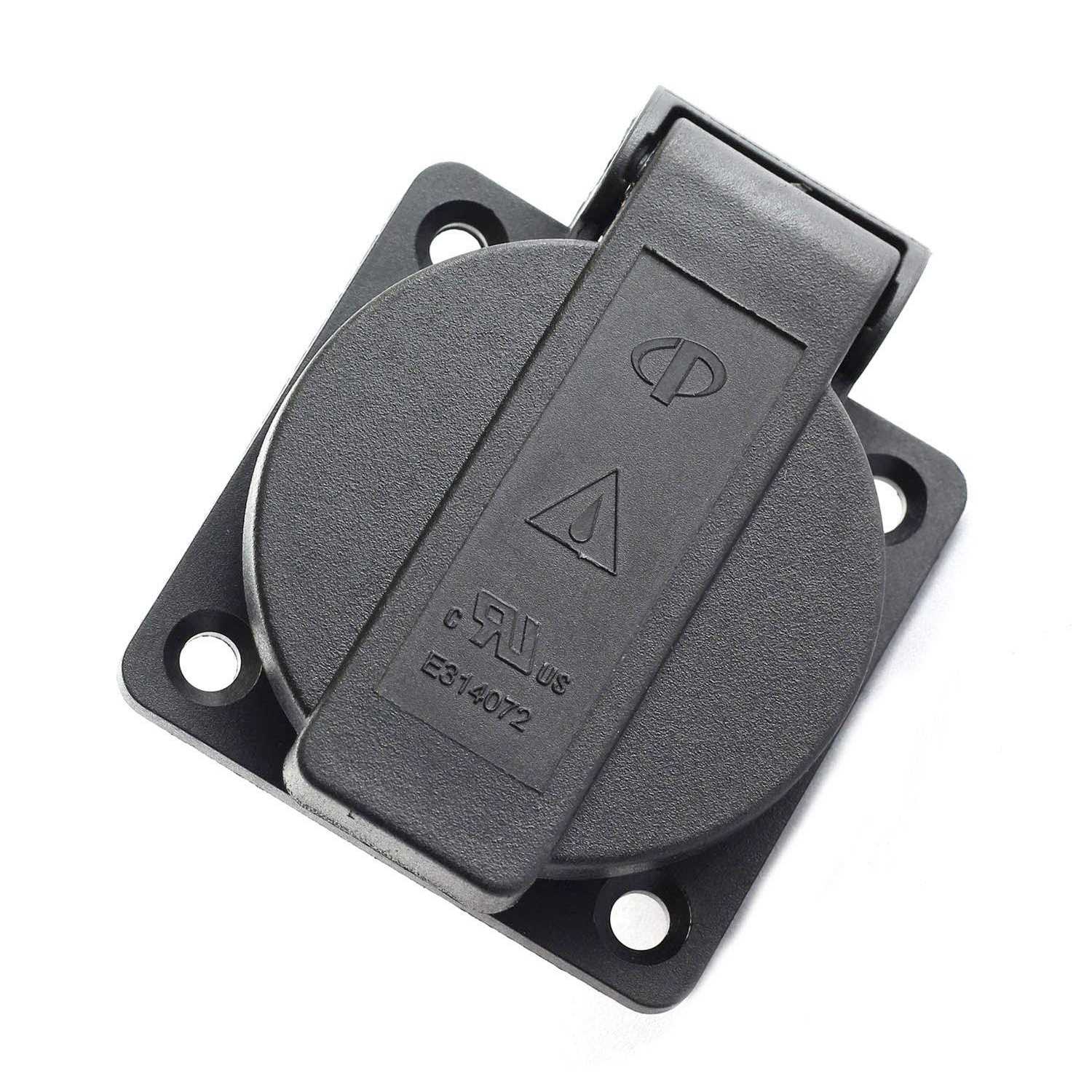 RuiLing US Standard Water-Proof Power Outlet 3-Hole Socket AC 15A 125V Panel Mount Dust-Proof Industrial Electrical Female Plug Power