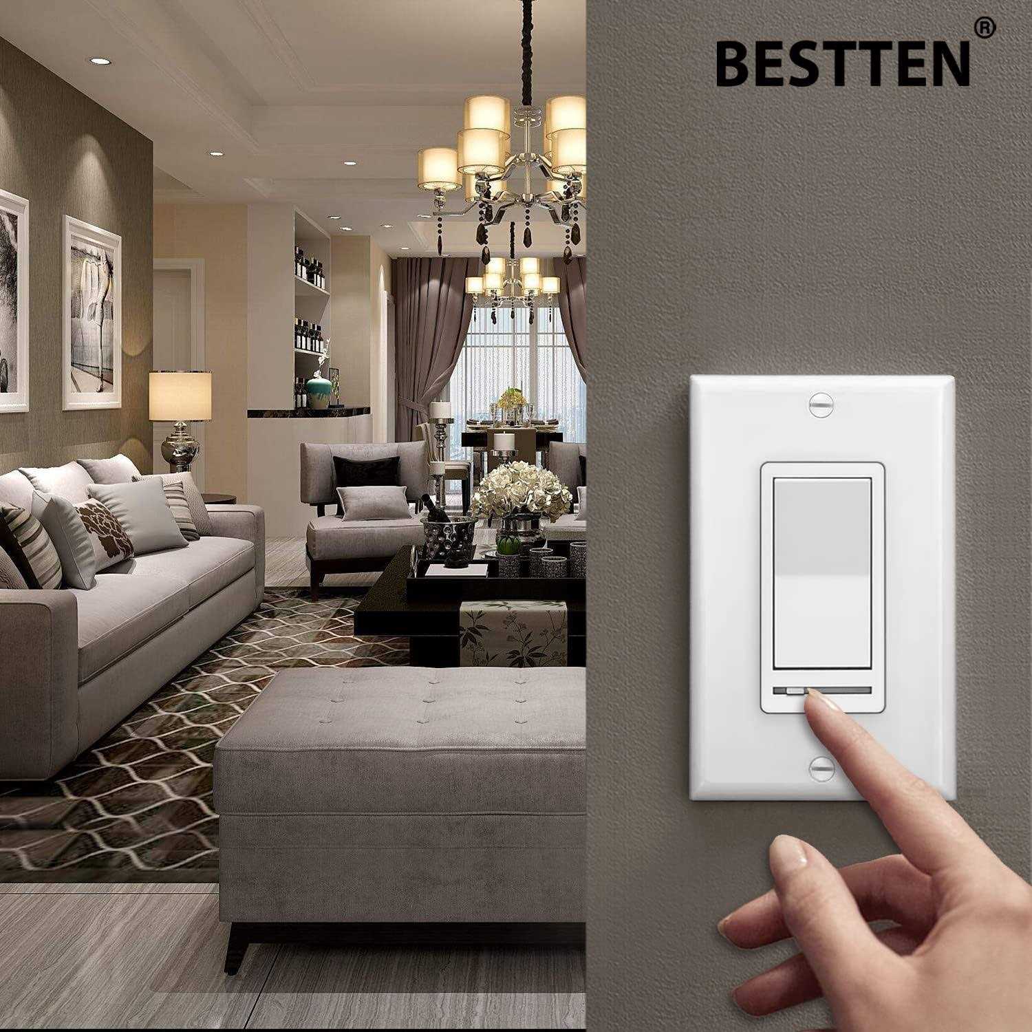 Bestten Dimmer Light Switch, Single-Pole or 3-Way, 120V, Compatible with Dimmable LED, CFL, Incandescent and Halogen Bulbs - Image 5