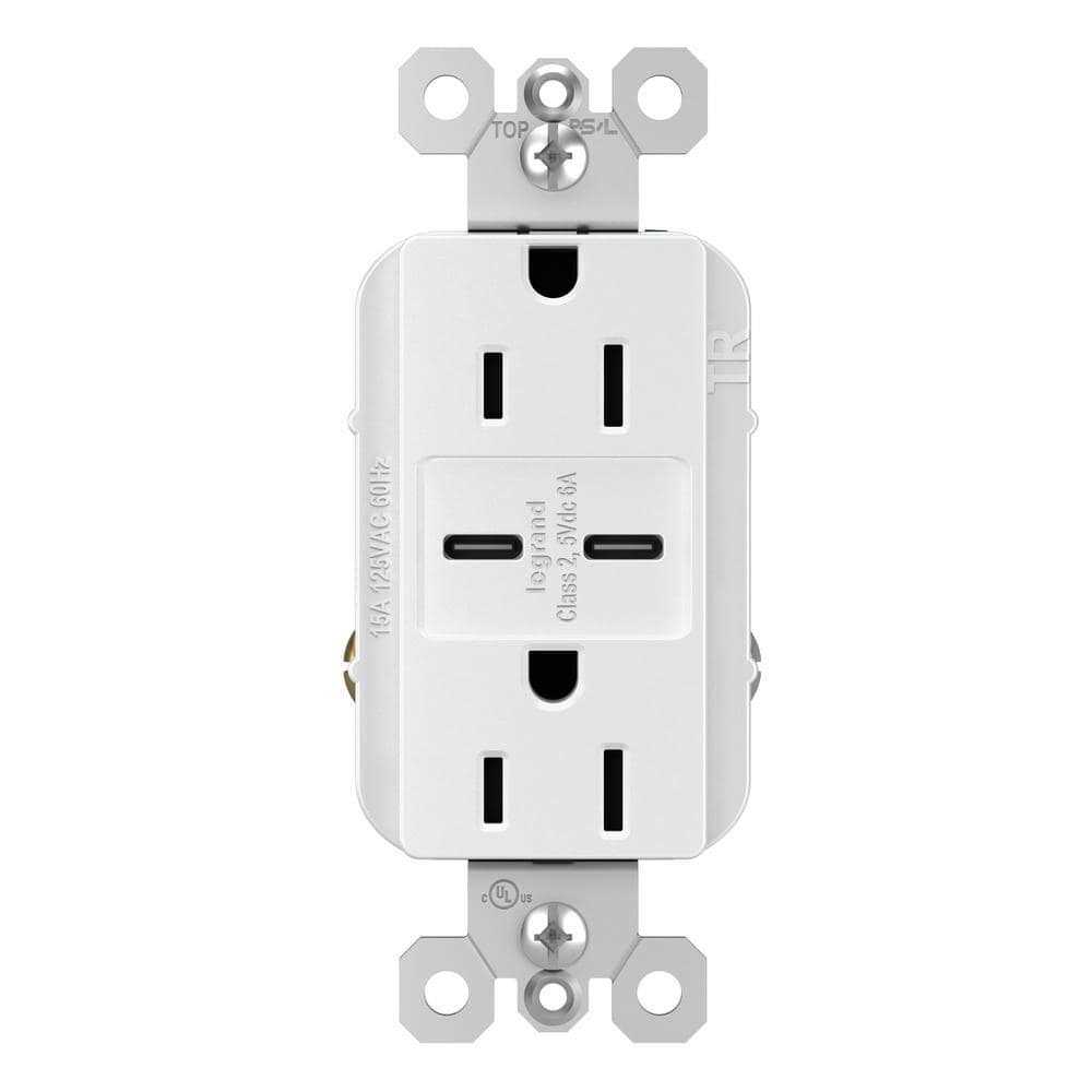 USB Decorator Wall Plate, White, 6.0A, 15-Amp - Image 3