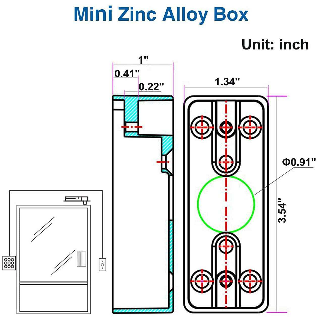 UHPPOTE Zinc Alloy Surface Mount Back Box Single Gang for Push to Exit Button - Image 4