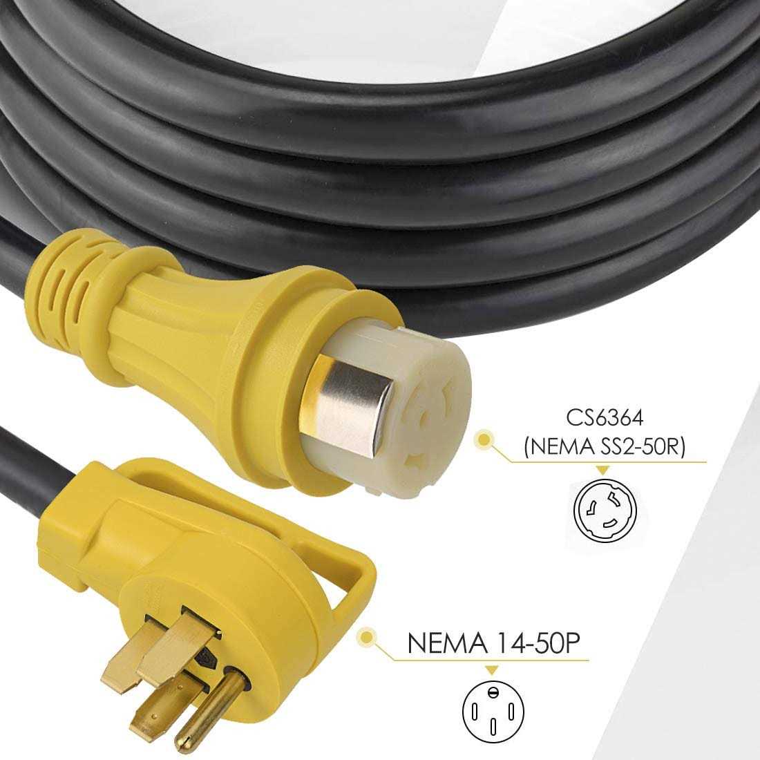 25Ft 50Amp STW Heavy Duty RV Extension Cord,14-50P Male and SS2-50R Twist-Locking Female,125V/250V for RV Trailer - Image 3