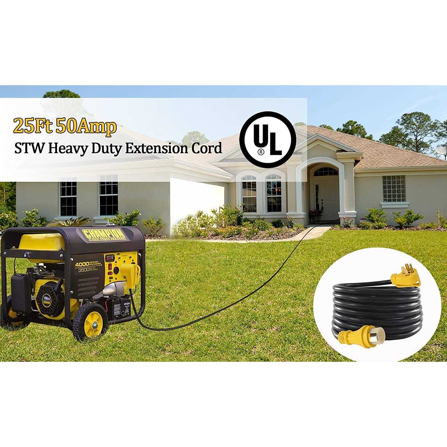 25Ft 50Amp STW Heavy Duty RV Extension Cord,14-50P Male and SS2-50R Twist-Locking Female,125V/250V for RV Trailer - Image 5