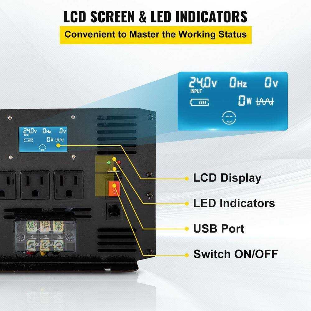 VEVOR Pure Sine Wave Inverter 3500 Watt Power Inverter, DC 12V to AC 120V Car Inverter, with USB Port LCD Display Remote Controller and AC Outlets - Image 5