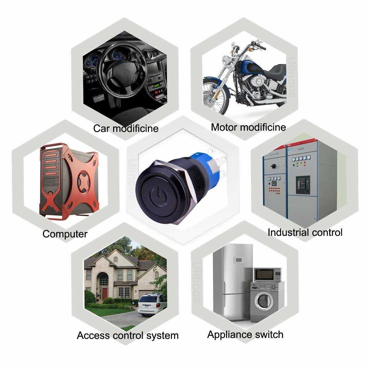 Ulincos Latching Pushbutton Switch U19C1 1NO1NC SPDT ON/Off Black Metal Shell - Image 5