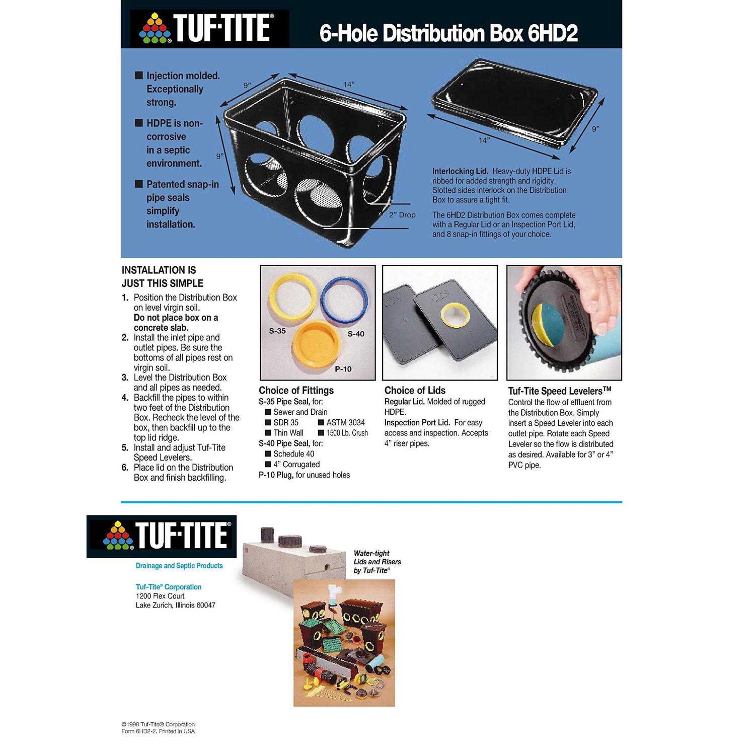 Tuf-Tite 6 Hole Distribution Box & Lid - Image 3