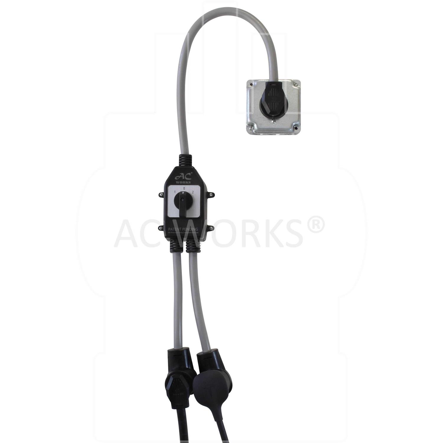 AC WORKS 30 Amp 250-Volt NEMA 10-30 3-Prong Dryer Plug to 2 NEMA 10-30 3-Prong Dryer Connections with Switch - Image 3