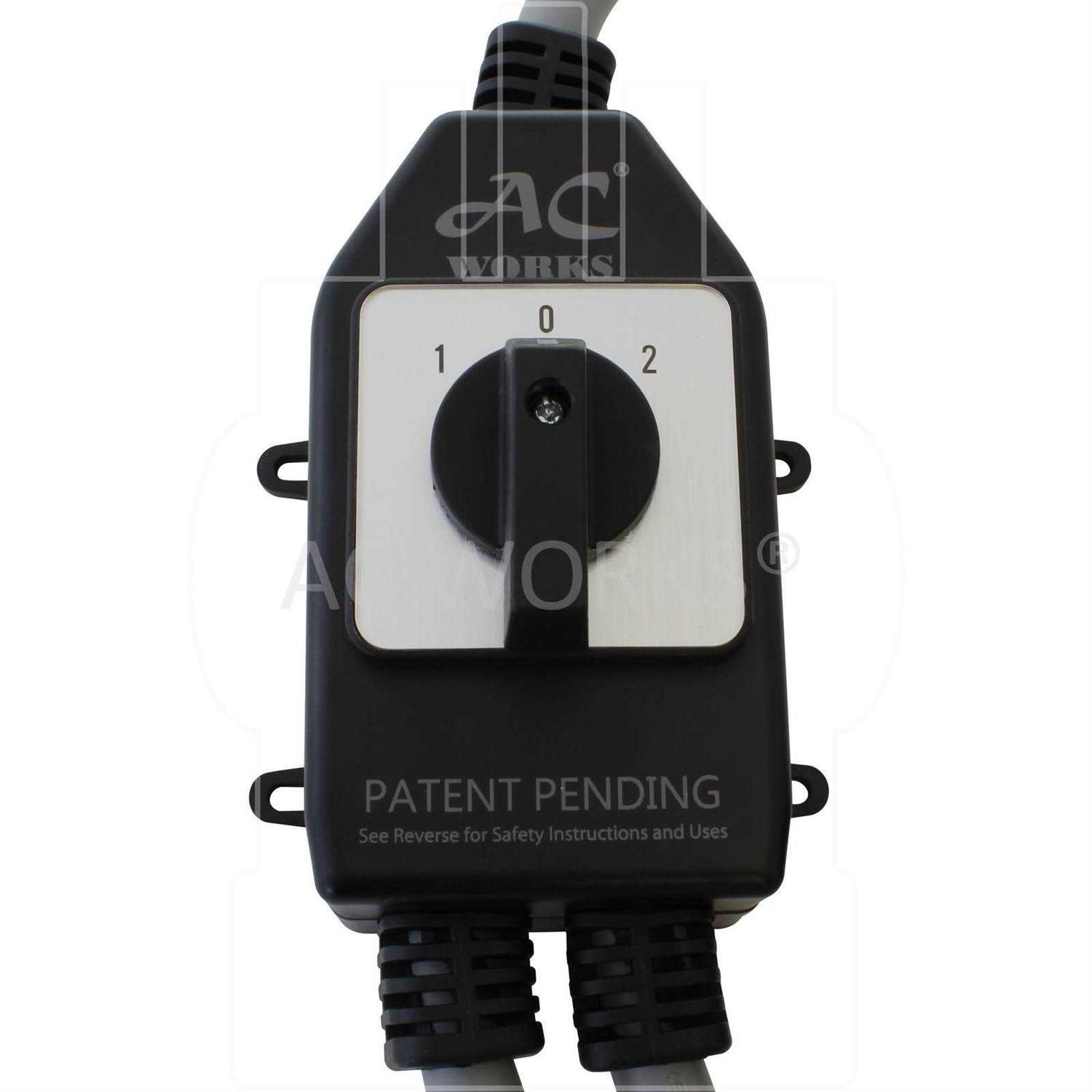 AC WORKS 30 Amp 250-Volt NEMA 10-30 3-Prong Dryer Plug to 2 NEMA 10-30 3-Prong Dryer Connections with Switch - Image 5