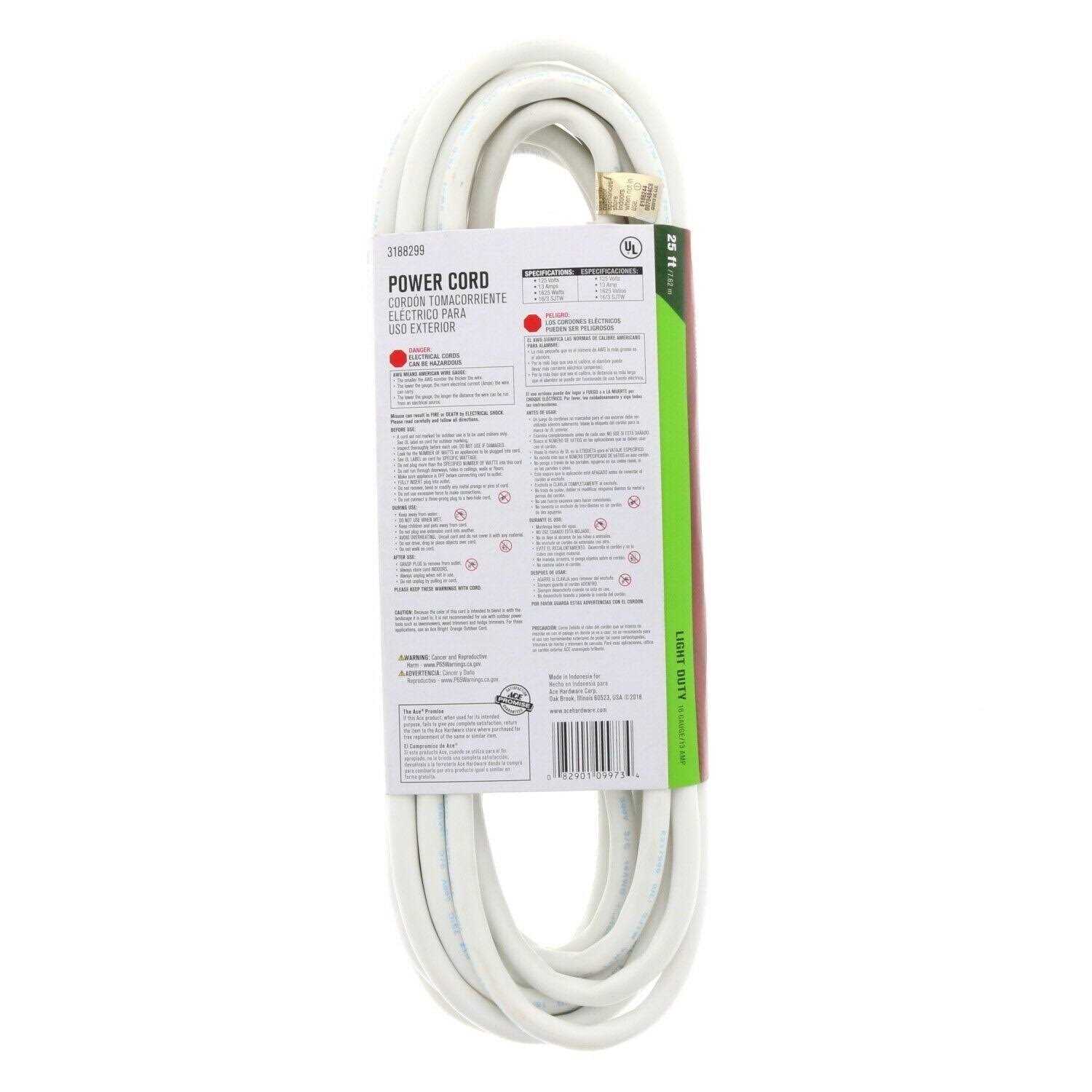 Ace Hardware 25' 16/3 White Extension Cord - Image 4