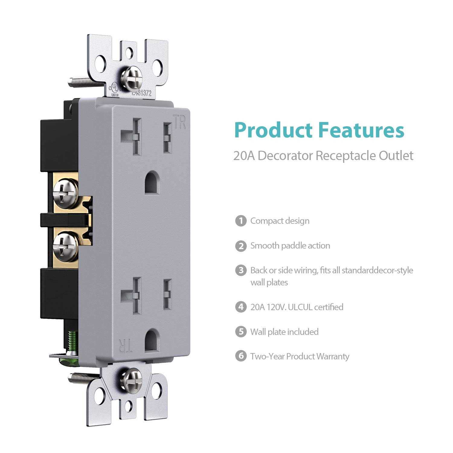 WEBANG Decorator Electrical Wall Outlet Tamper-Resistant Duplex Receptacle - Image 3