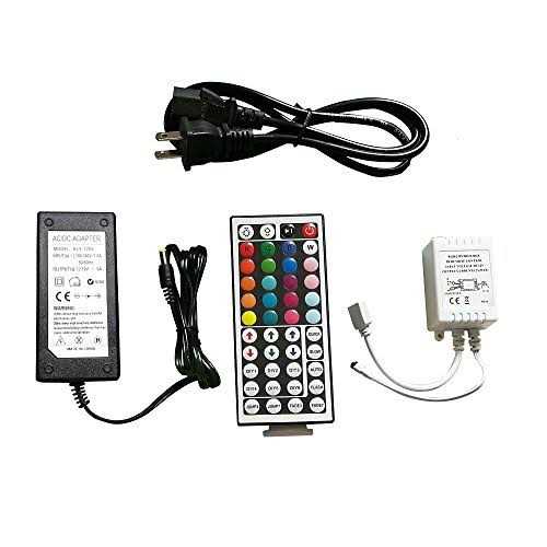 Clordeal 12V Power Supply 44key Wireless IR Remote Control + RGB Control Box + 12V 5A Led Adapter for SMD 3528 5050 RGB Led Strip Lights