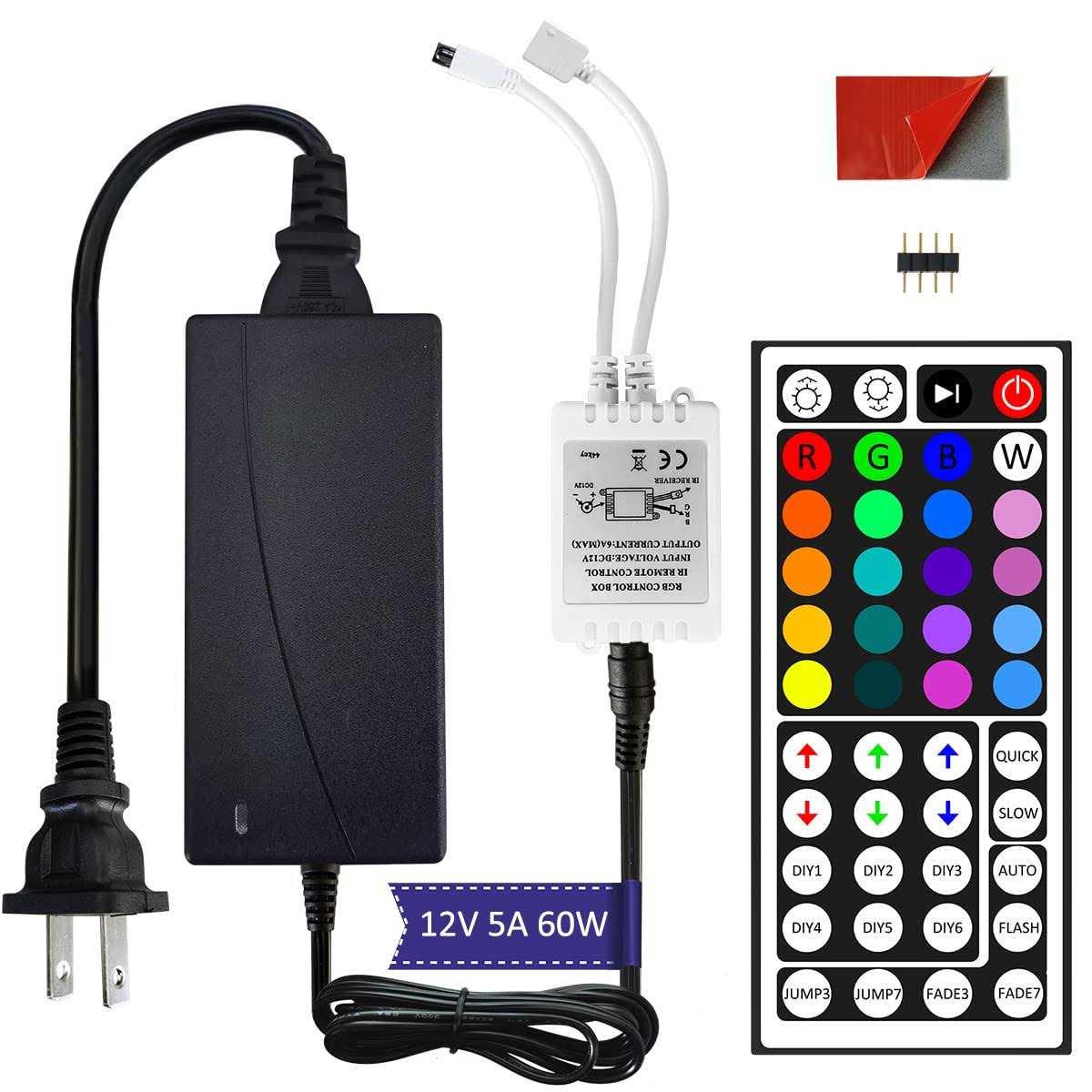 Clordeal 12V Power Supply 44key Wireless IR Remote Control + RGB Control Box + 12V 5A Led Adapter for SMD 3528 5050 RGB Led Strip Lights - Image 2