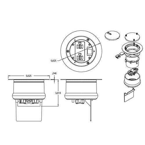 Arlington FLBC4580 Recessed Power and Data Round Floor Box for Existing or New Concrete Floor Boxes (Fits in Most 4.5 Inside Diameter Round PVC - Image 5