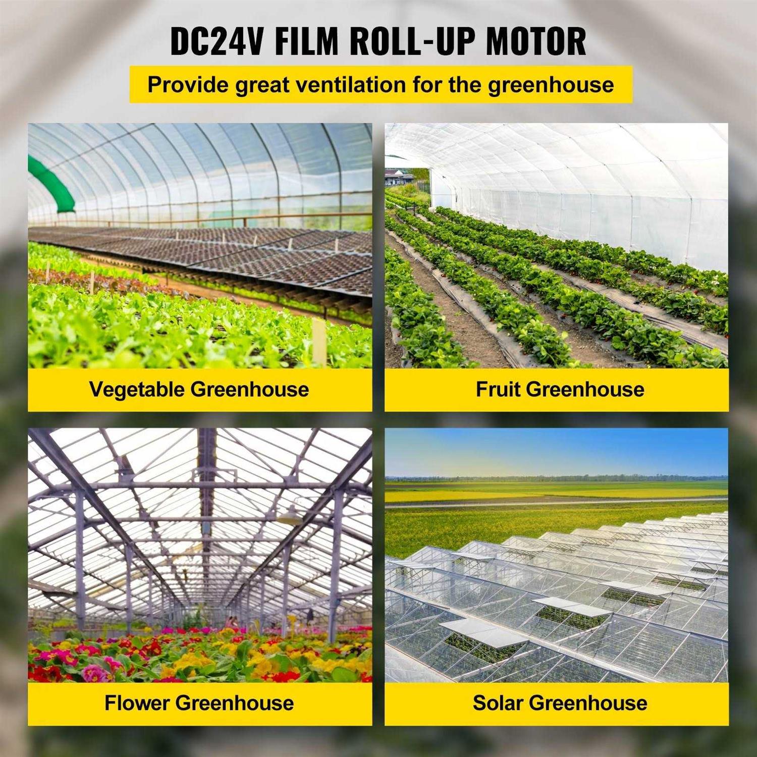 VEVOR Greenhouse Roll Up Motor 100W DC 24V 3.2 RPM Waterproof Aluminum Alloy Electric Greenhouse Frame Shed - Image 5