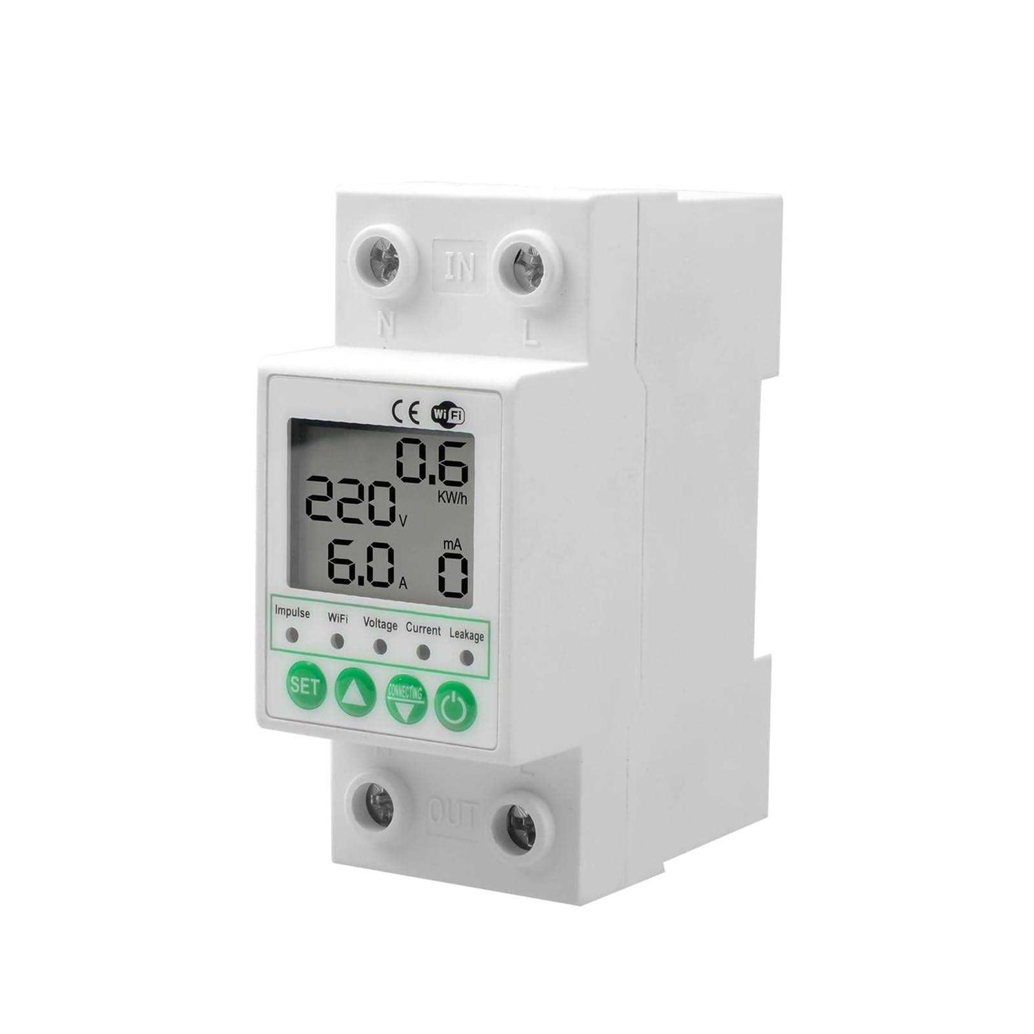 Smart Circuit Breaker WiFi Circuit Breaker Miniature Circuit Breaker with Leakage, Over Current and Over/Under Voltage Protection Functions