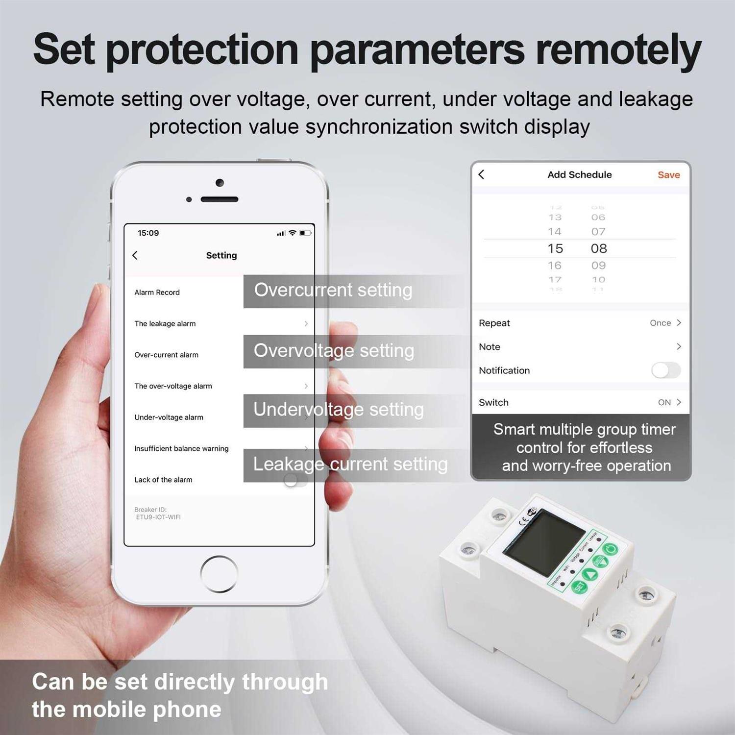 Smart Circuit Breaker WiFi Circuit Breaker Miniature Circuit Breaker with Leakage, Over Current and Over/Under Voltage Protection Functions - Image 4