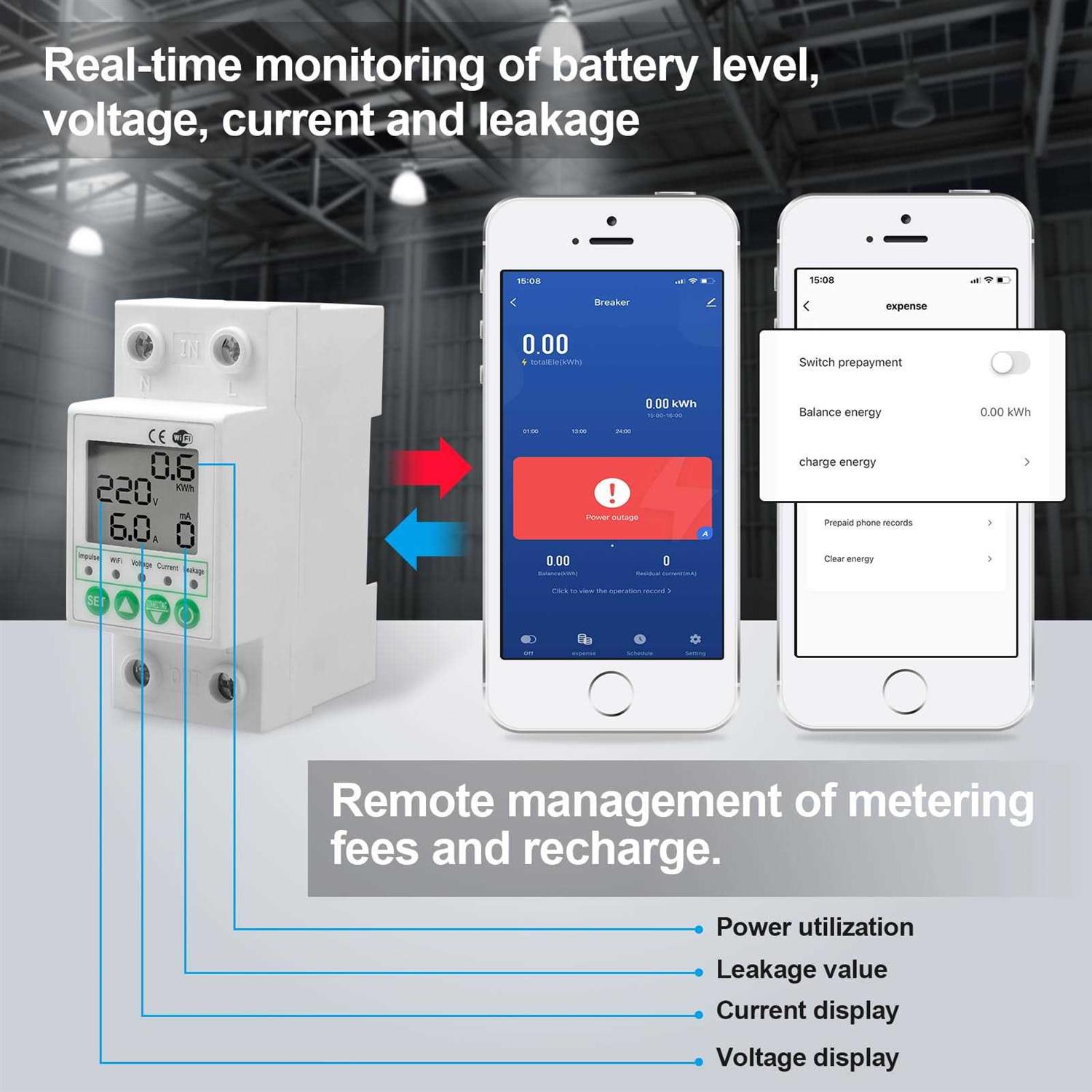 Smart Circuit Breaker WiFi Circuit Breaker Miniature Circuit Breaker with Leakage, Over Current and Over/Under Voltage Protection Functions - Image 5