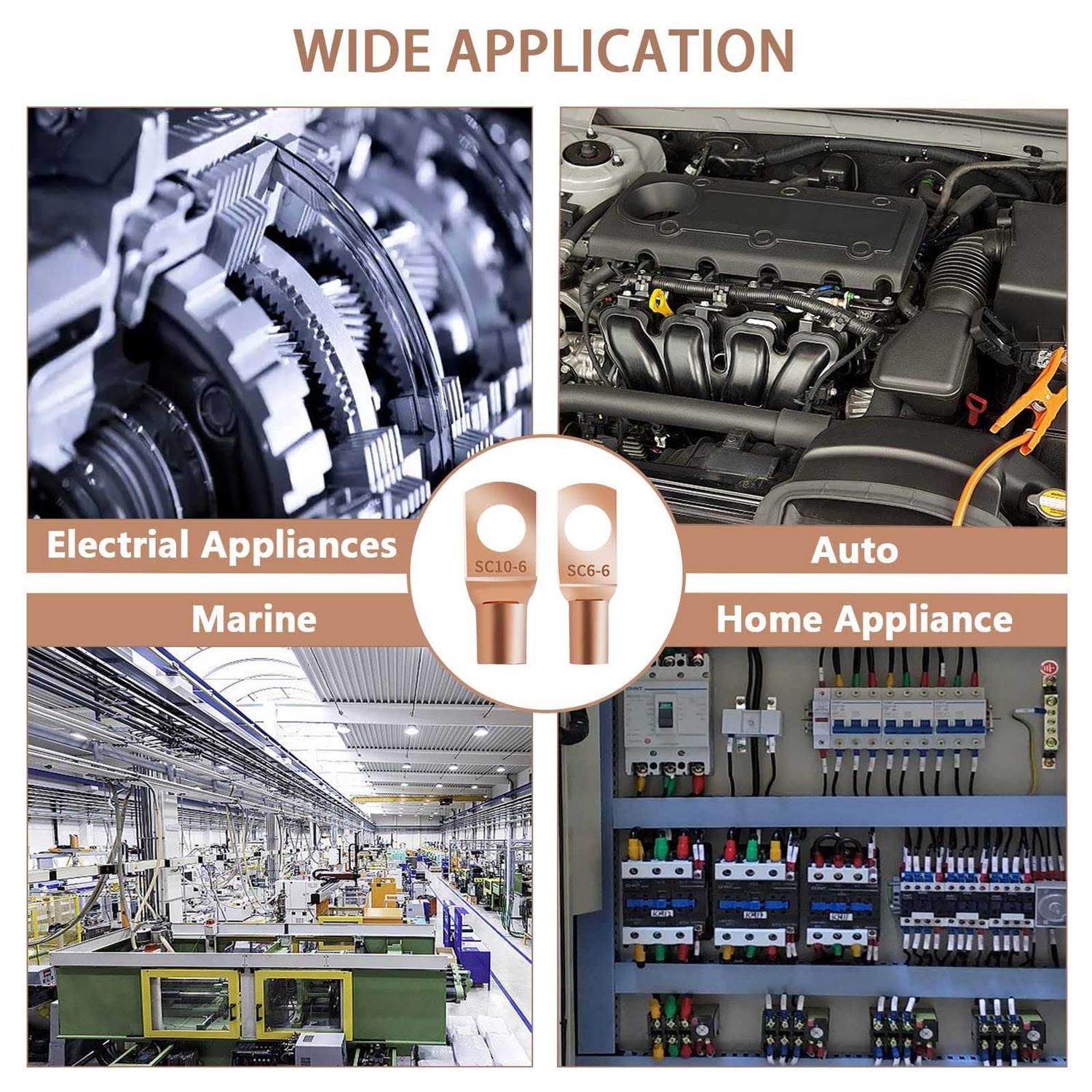 80 Pcs Copper Wire Lugs Battery Terminal Connectors AWG 8 6 12/10 with Heat Shrink Set - Image 3