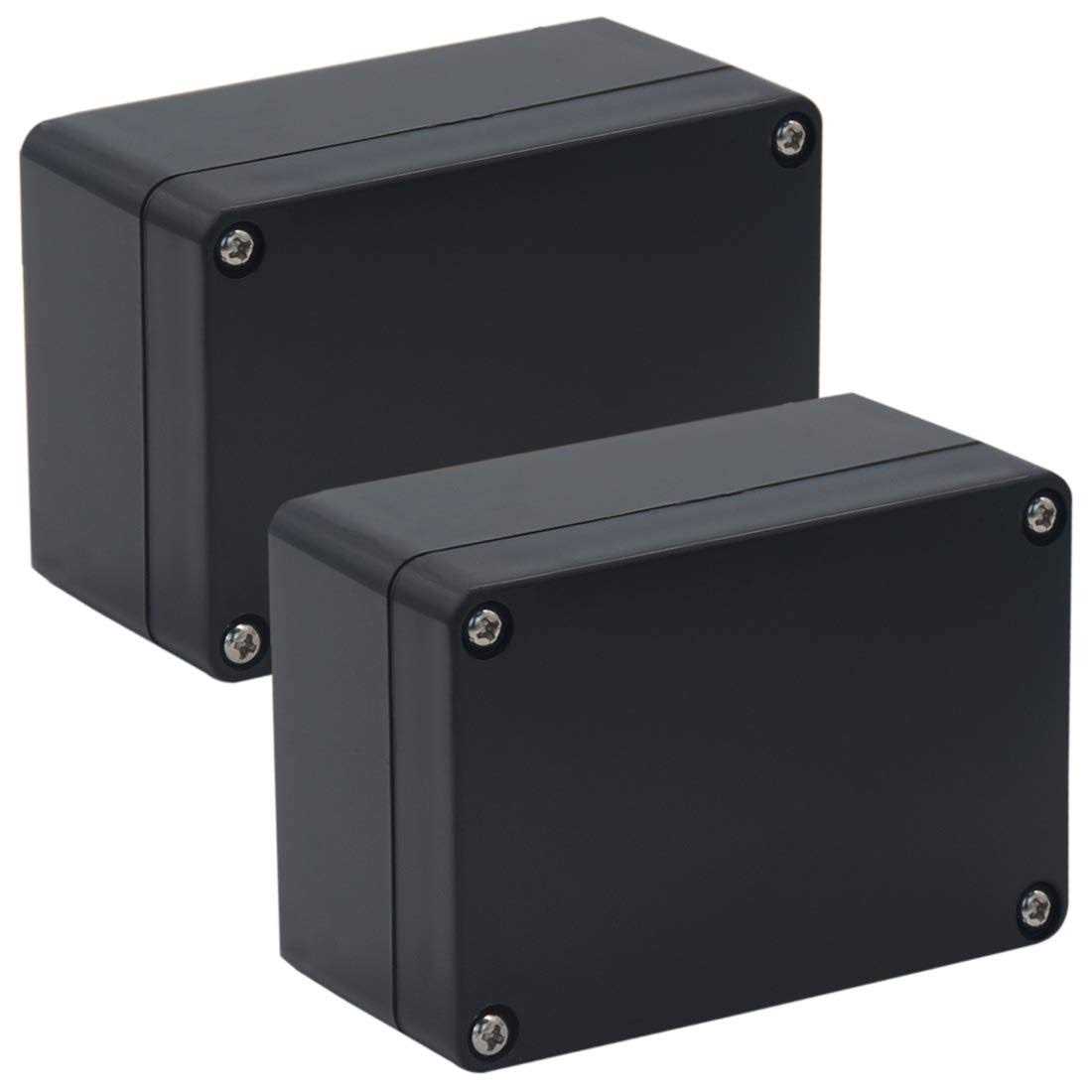 Raculety 2 Pack Project Box Ip65 Waterproof Junction Box Abs Plastic Black Electrical Boxes Diy Electronic Project Case Power Enclosure