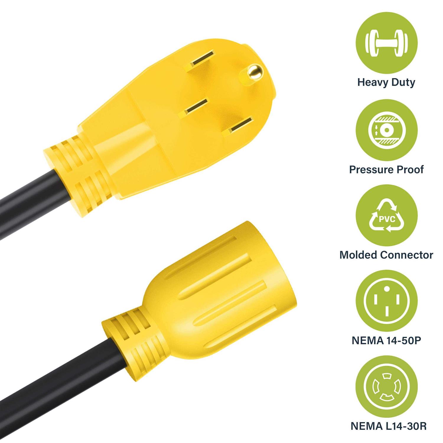 GearIT 50 Amp to 30 Amp 4-Prongs Locking Generator Transfer Switch Adapter Cord - Image 5