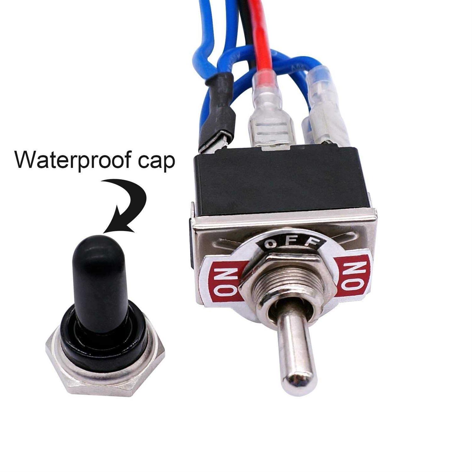 TWTADE Waterproof Momentary Reverse Polarity Switch 12V 10 Amps DC Motor Control 6 Pin 3 Position/Off/ Metal DPDT Toggle Switch - Image 5