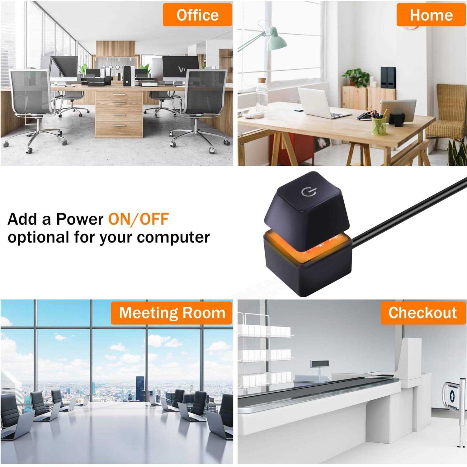 Desktop Computer Power Switch Power Supply Cable Azmxdvp External Remote Start PC Motherboard Power On/Off Switch Button Extension Cable 2M - Image 5