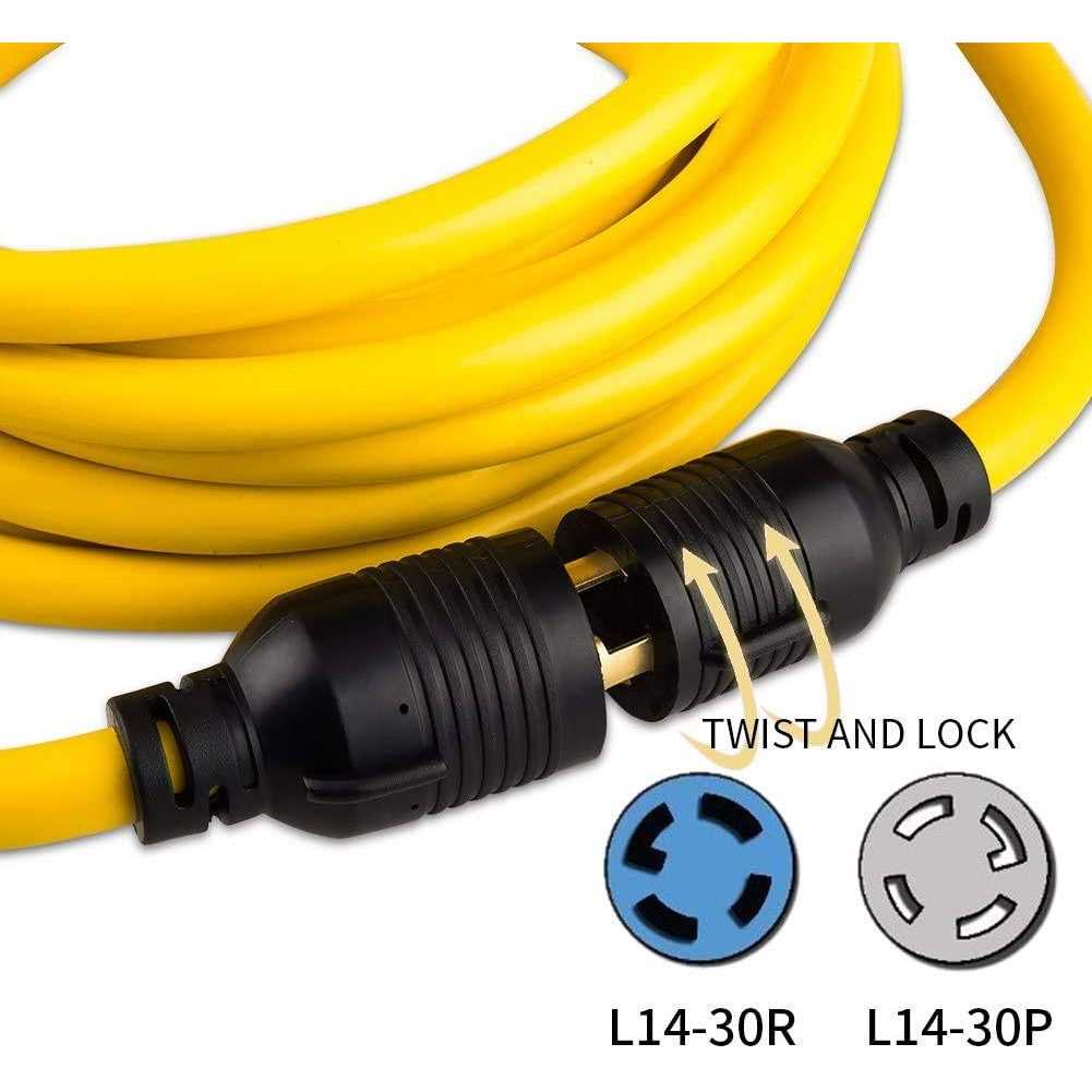 Yodotek Heavy Duty Generator Locking Power Cord NEMA L14-30P/L14-30R,4 Prong 10 Gauge Sjtw Cable - Image 3