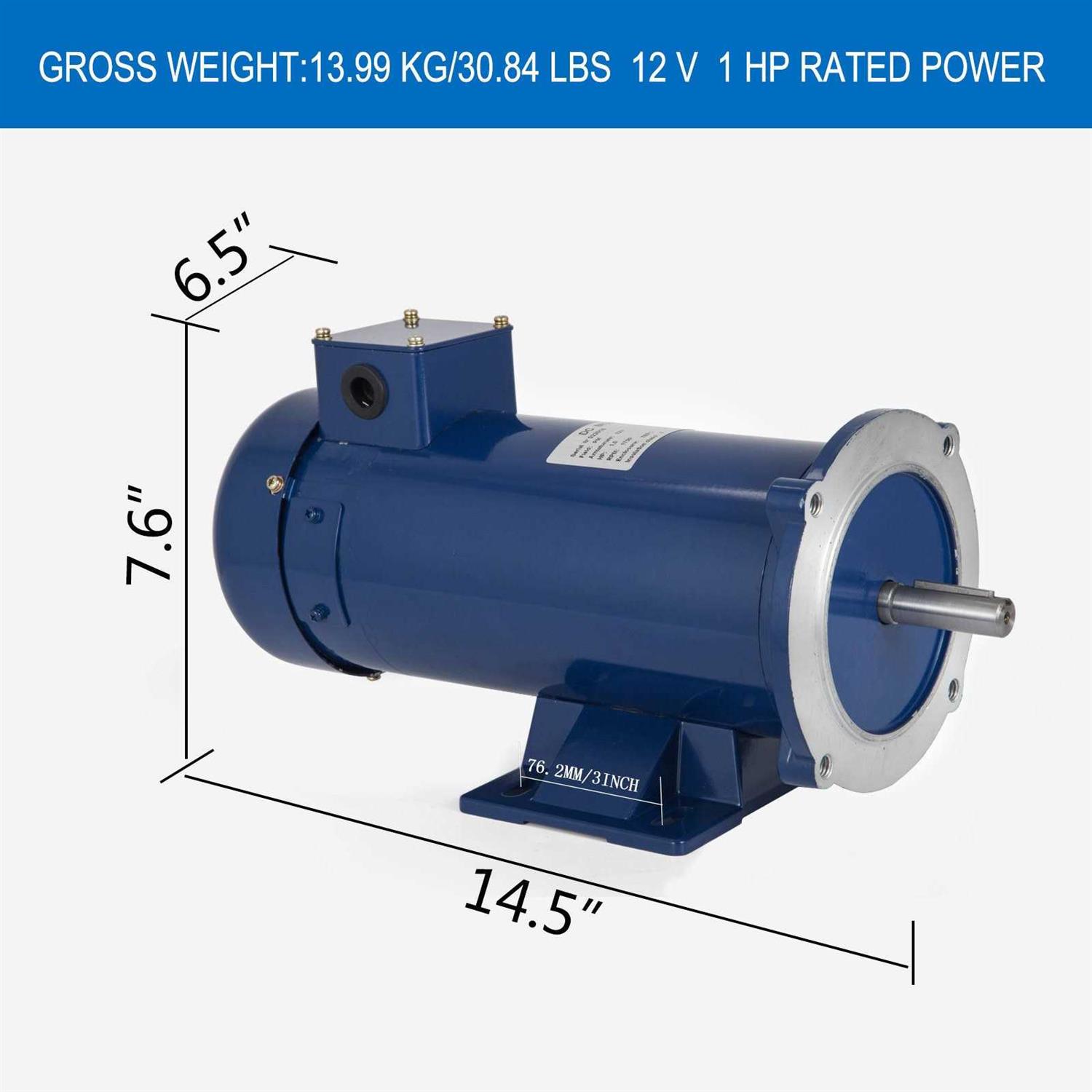VEVOR Dc Motor,Rated Speed 1750 Rpm,1HP 12V Electric Motor Permanent Magnet Motor ZLDJ123ZYT12-1001V0 - Image 4