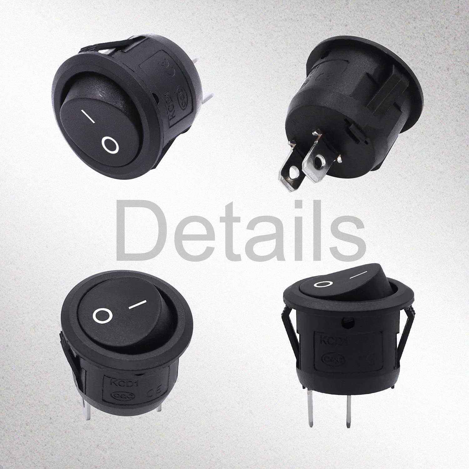TWTADE 10Pcs Rocker Switch ON/Off SPST 2Pin Latching Toggle Switch Snap Round with Pre-Wired 6A/250V 10A/125V AC for Boat,Car etc.KCD1-X-Y - Image 3
