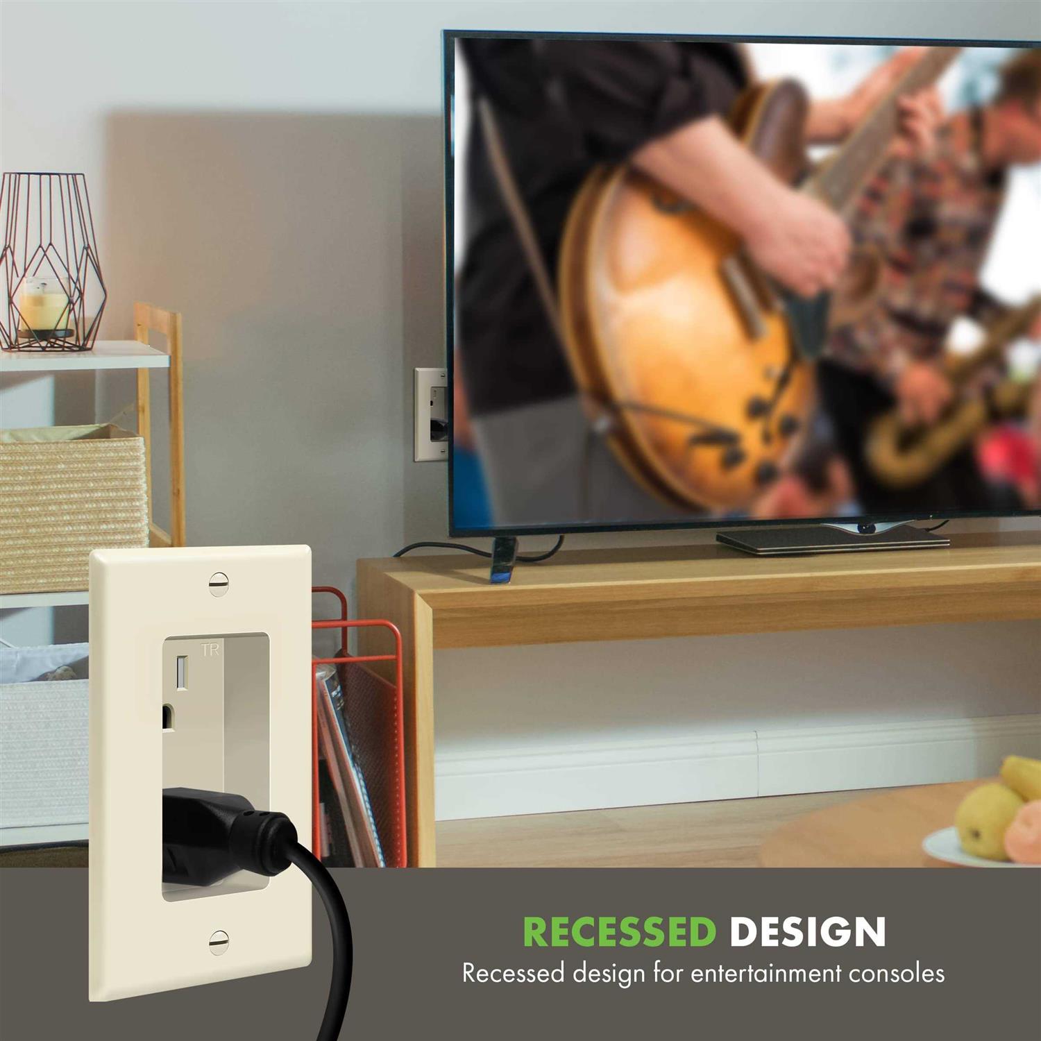 Topgreener Recessed Duplex Receptacle Outlet Flush Mounted Tamper-Resistant - Image 3