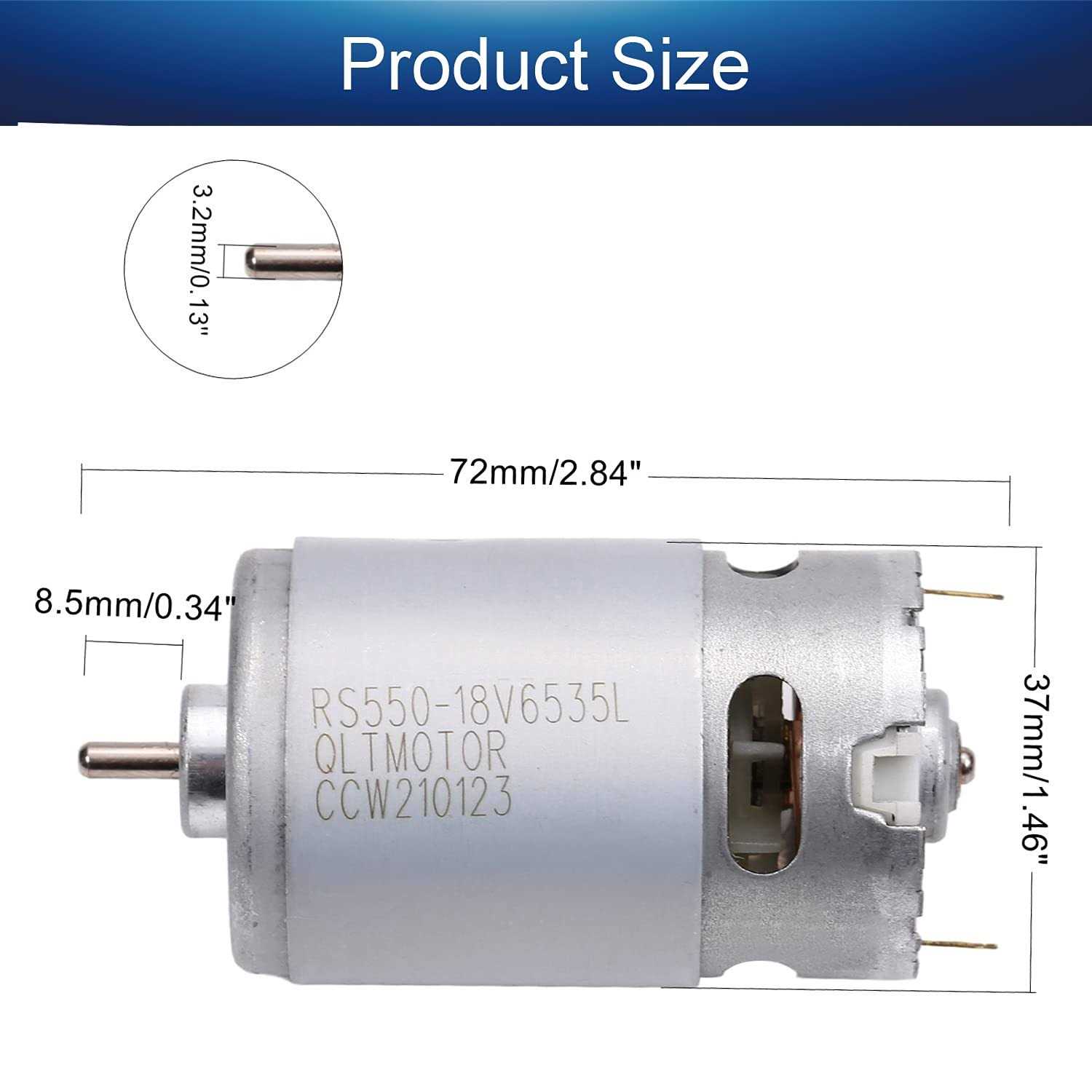 Fielect 18V DC Motor 20500RPM Round Shaft High Torque Electric Motor for DIY Electric/Electronic Projects - Image 3