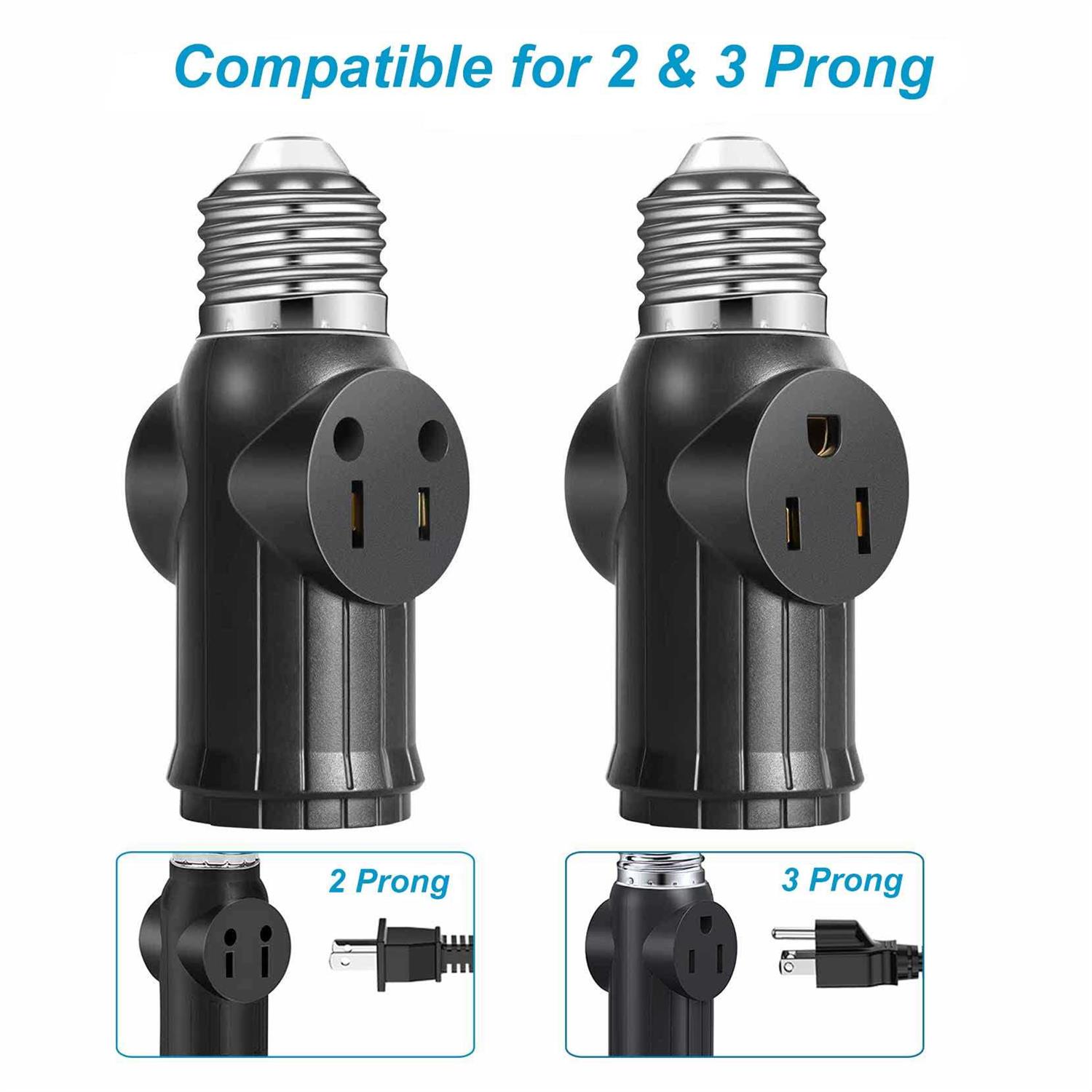 3 Prong Light Bulb Outlet Socket Plug Adapter Polarized Light Bulb Socket Converter - Image 5